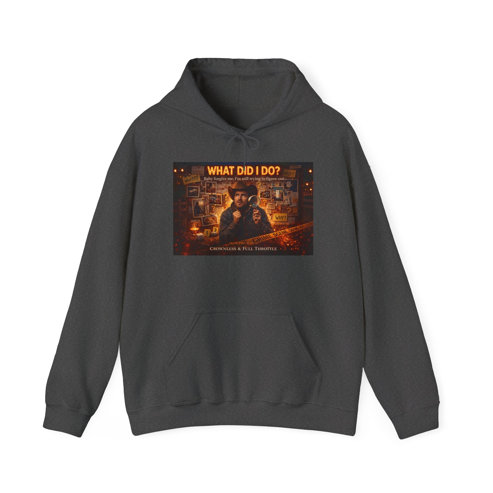 "What Did I Do?" Graphic Hoodie – Retro Mystery Movie Poster Sweatshirt
