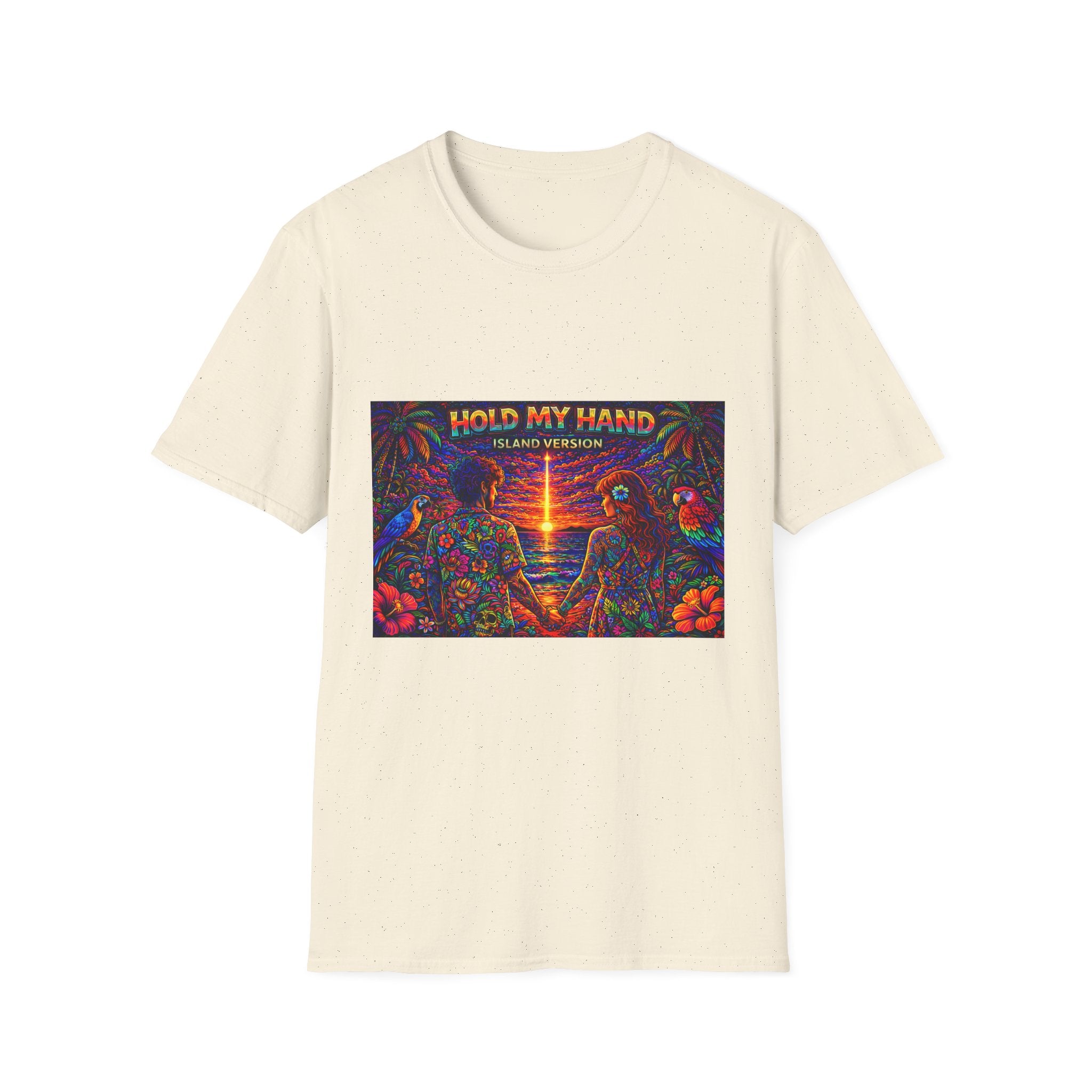 Hold My Hand Island Version Song Cover Art From The Caribbean Calavera Album  T-Shirt — Tropical Parrot Beach Graphic Tee