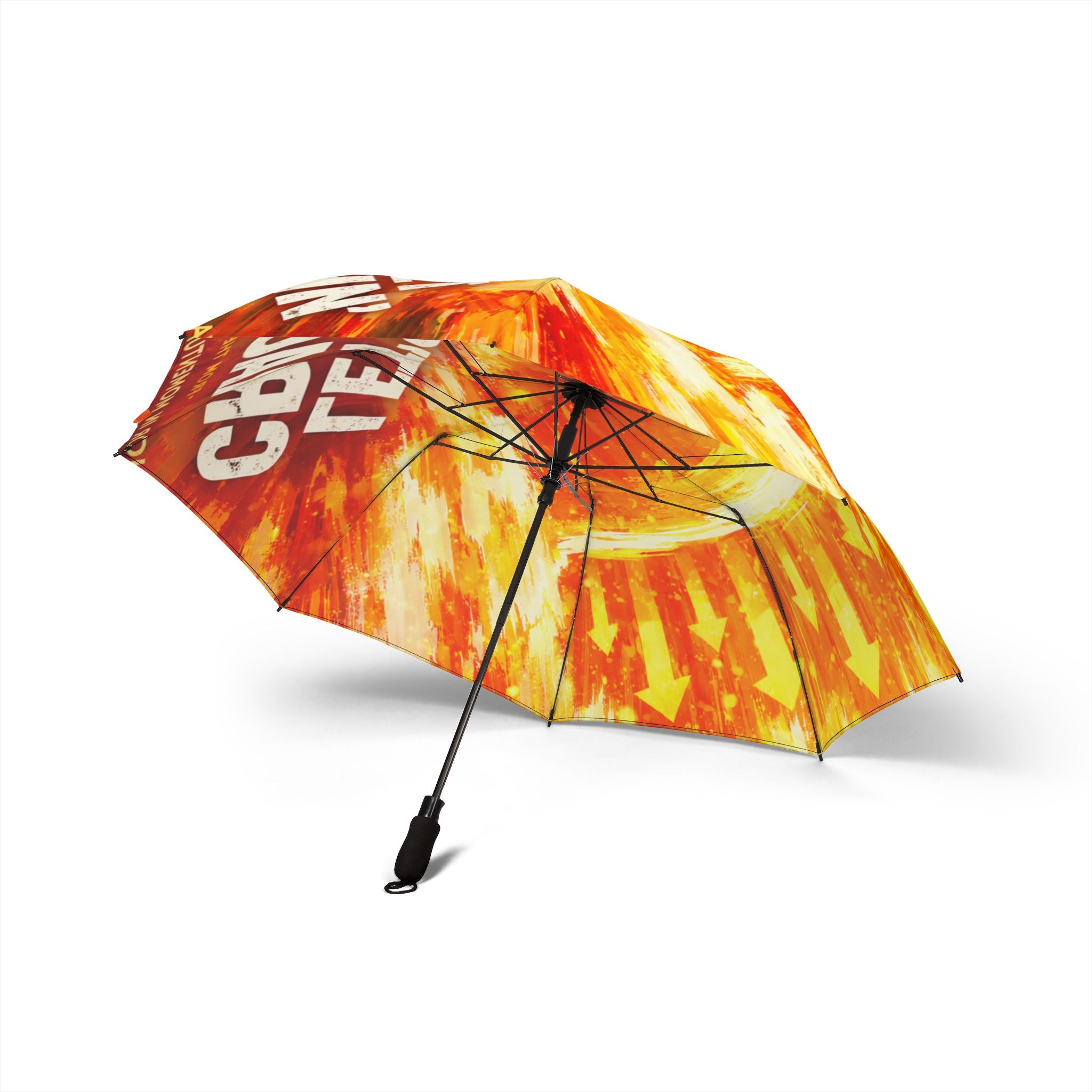 Let's Get Crackin' Foldable Umbrella – Fiery Sunburst 'Get Some' Compact Travel Umbrella