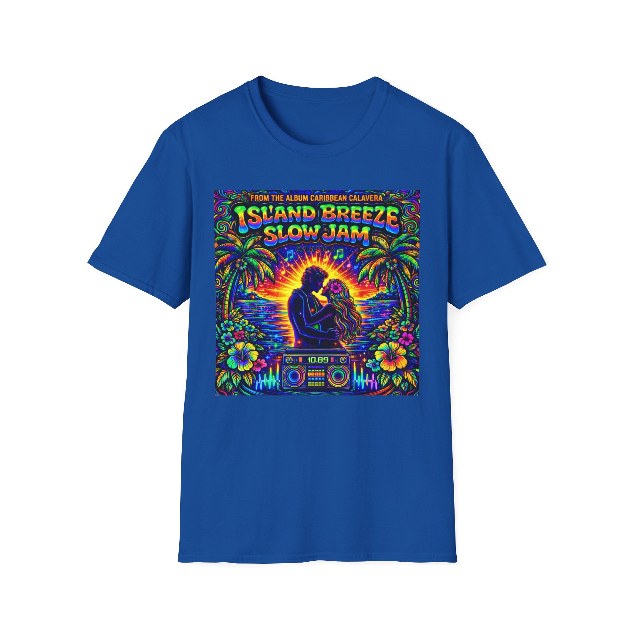 Island Breeze Slow Jam T-Shirt  Song Cover Art From The Caribbean Calavera Album   — Retro Tropical Sunset Music Tee