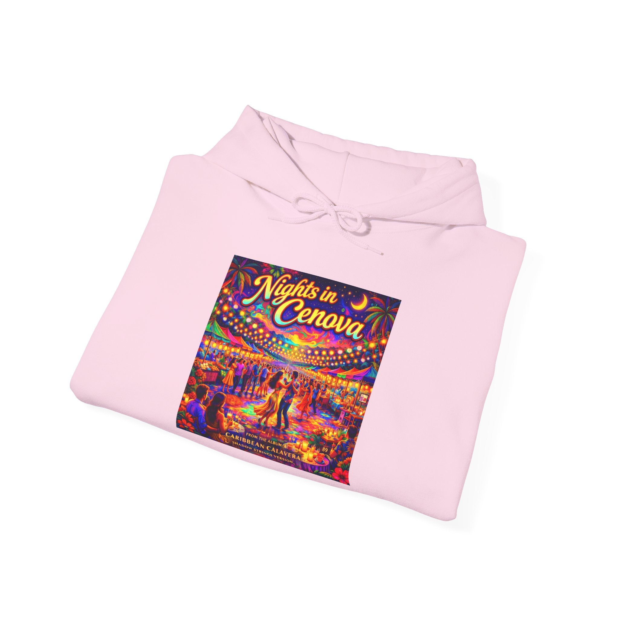 Nights in Cenova Song Cover Art From The Caribbean Calavera Album  Colorful Festival Street Scene Pullover HOODIE