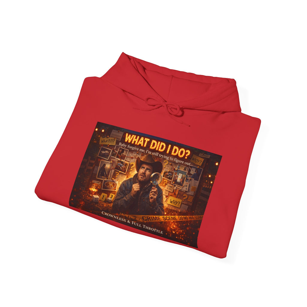 "What Did I Do?" Graphic Hoodie – Retro Mystery Movie Poster Sweatshirt