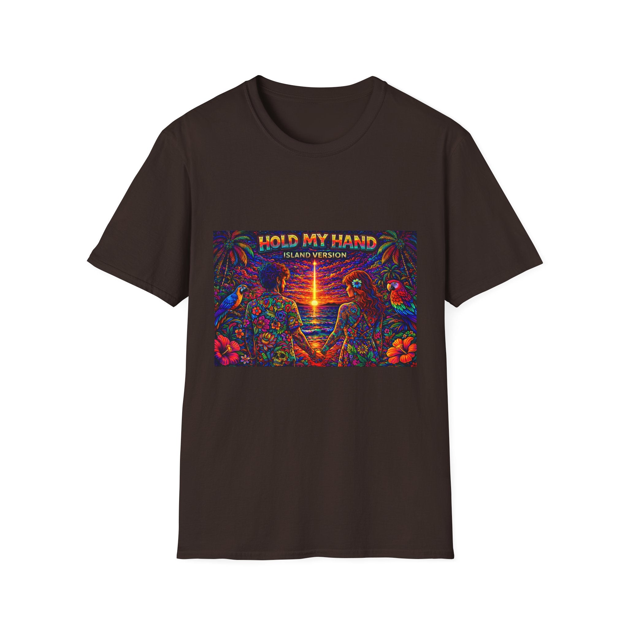 Hold My Hand Island Version Song Cover Art From The Caribbean Calavera Album  T-Shirt — Tropical Parrot Beach Graphic Tee