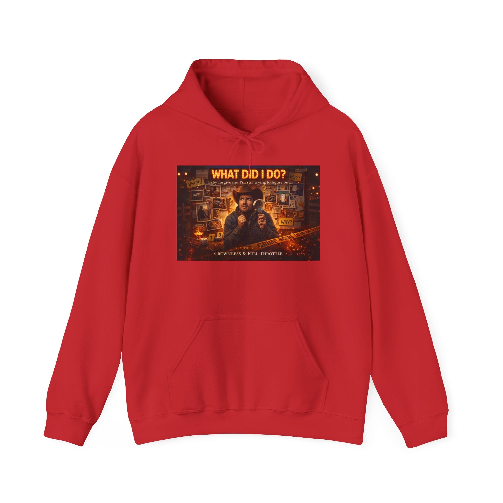 "What Did I Do?" Graphic Hoodie – Retro Mystery Movie Poster Sweatshirt