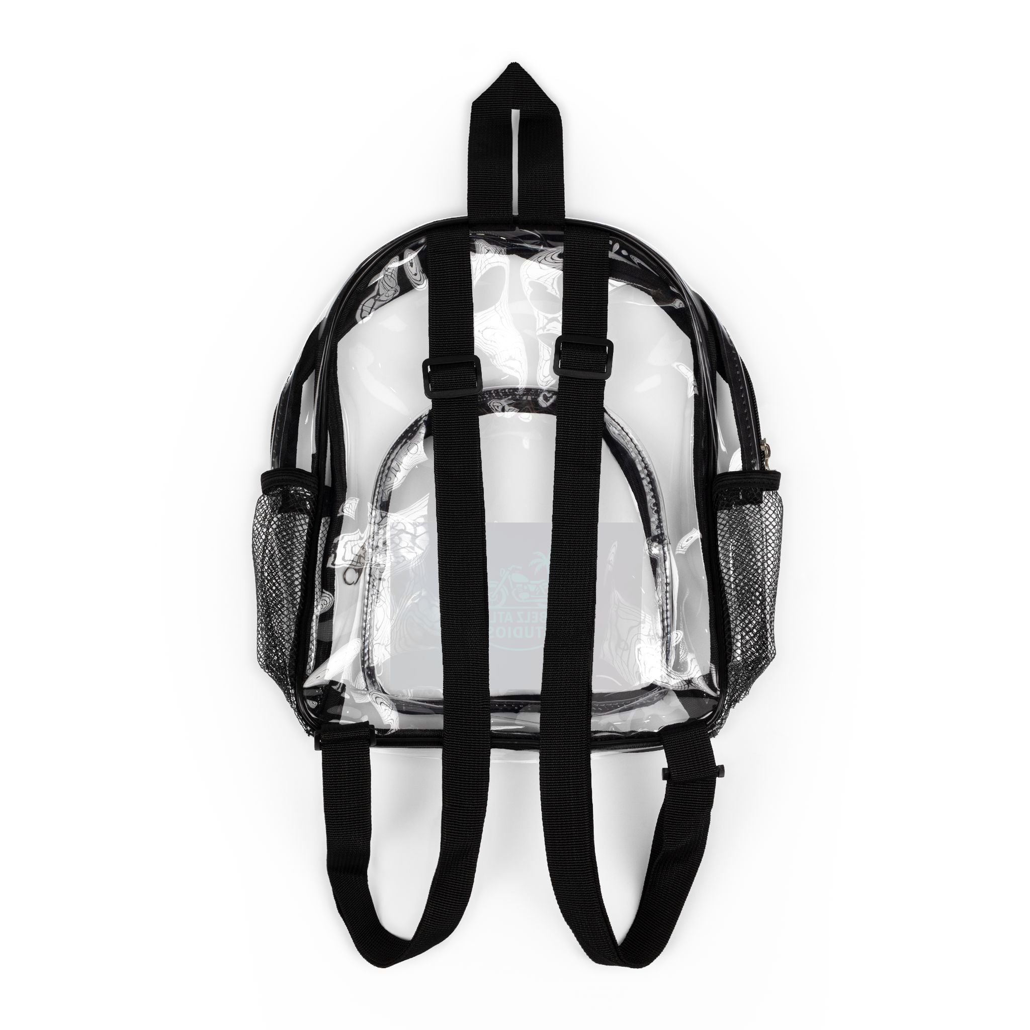 Rebelz Atlaz Logo Motorcycle Palm Trees Clear Stadium Backpack - Transparent Security Bag for Games, Concerts & School