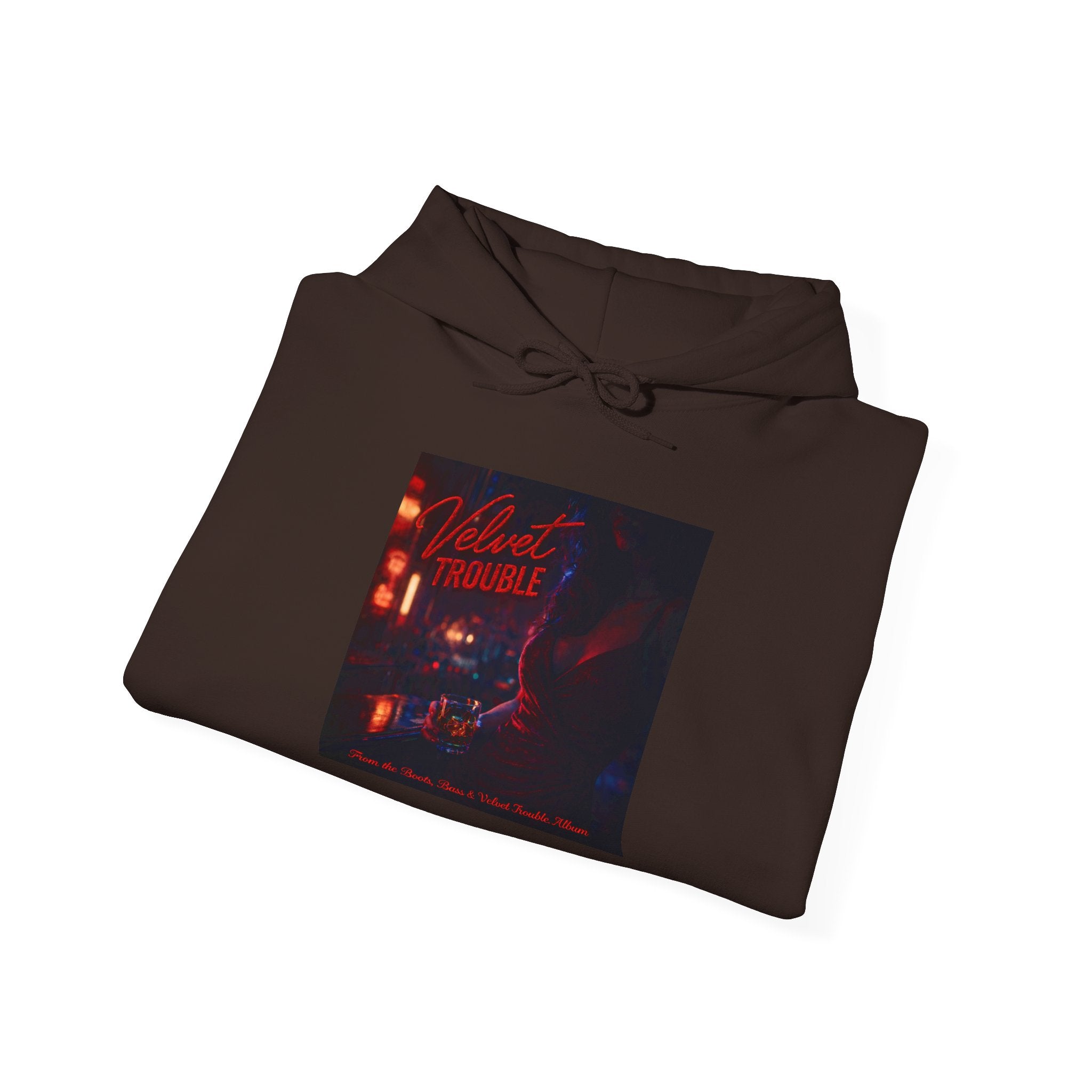 Velvet Trouble Vintage Neon 'Midnight Rambler' Hoodie — Retro Nightlife Graphic Sweatshirt