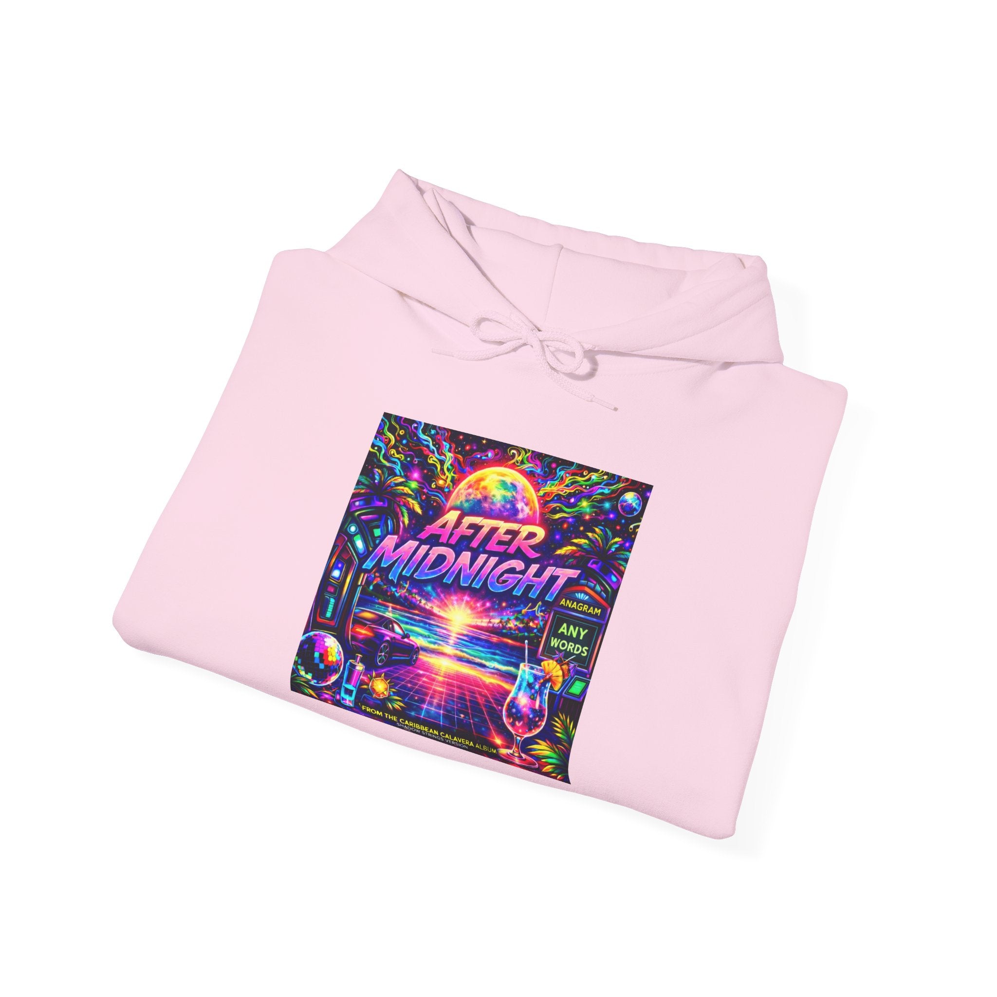 After Midnight Hoodie Song Cover Art From The Caribbean Calavera Album — Retro Neon Vaporwave Graphic Pullover