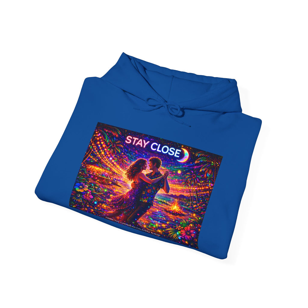 Stay Close Hoodie   Song Cover Art From The Caribbean Calavera Album  — Romantic Neon Couple Pullover