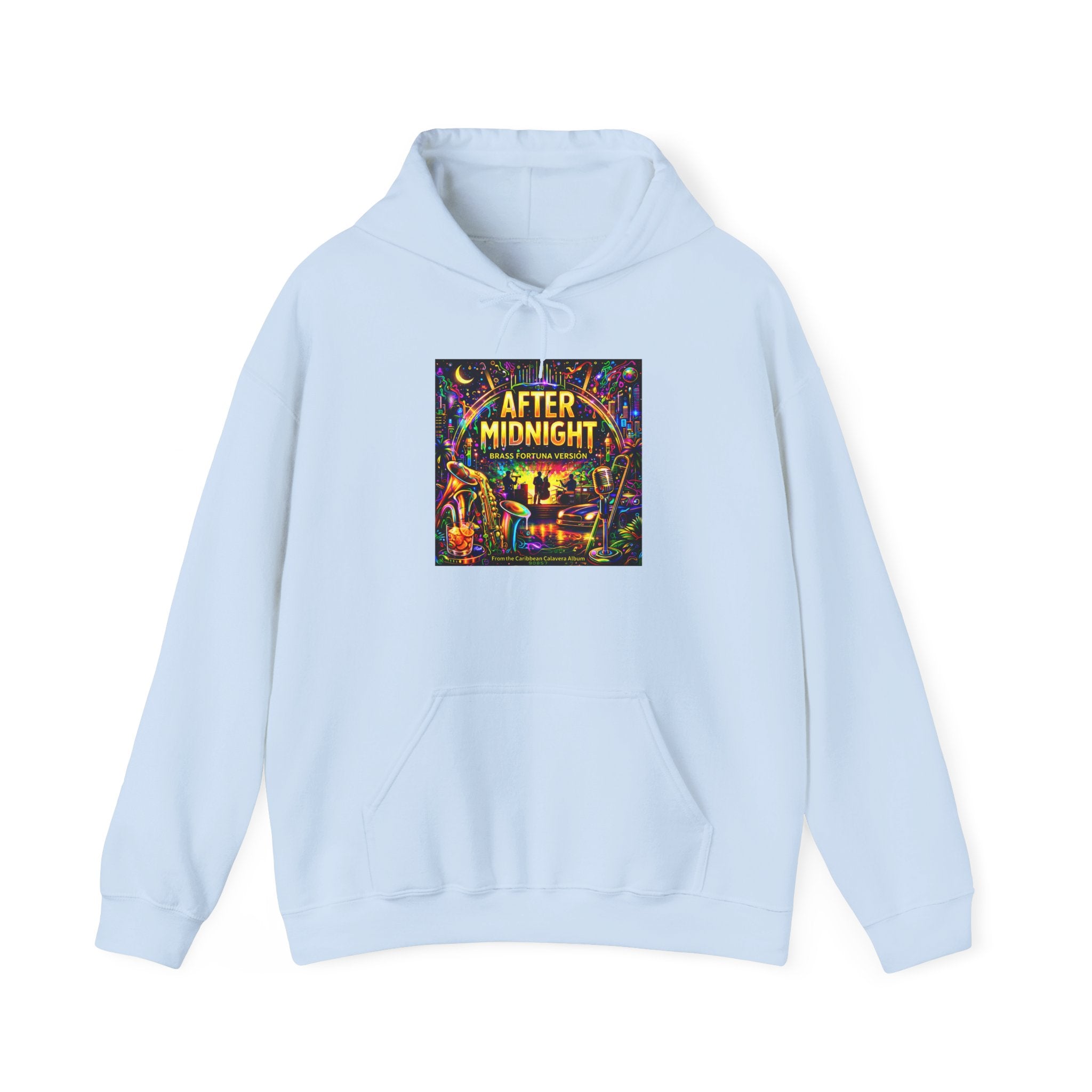 After Midnight Hoodie  Song Cover Art From The Caribbean Calavera Album  — Neon City Nightlife Graphic Sweatshirt