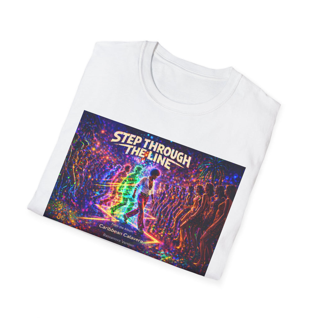 Step Through The Line T-Shirt Song Cover Art From The Caribbean Calavera Album  — Psychedelic Rainbow Silhouette Graphic Tee