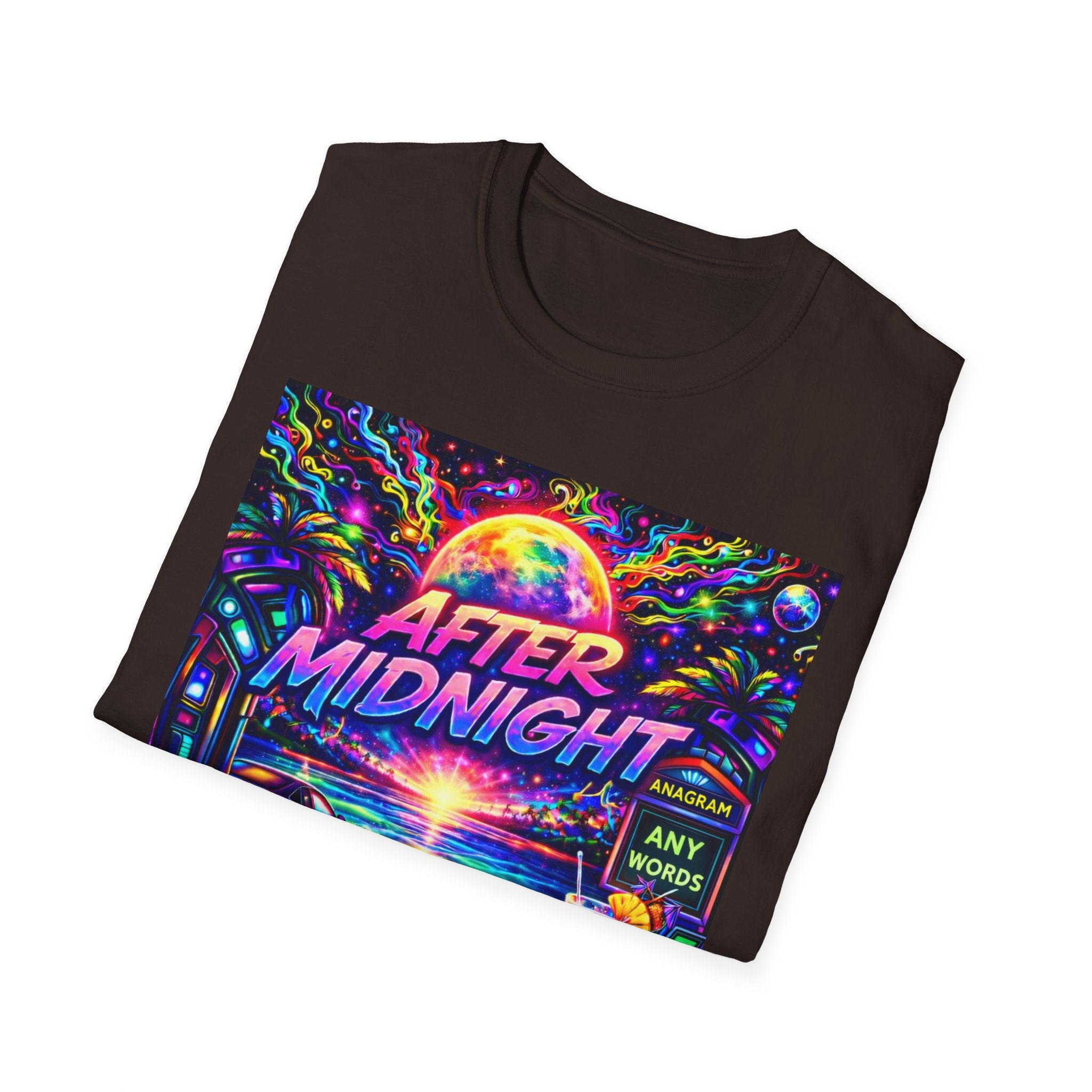 After Midnight T-Shirt Song Cover Art From The Caribbean Calavera Album  — Neon Retro Sunset Vaporwave Tee