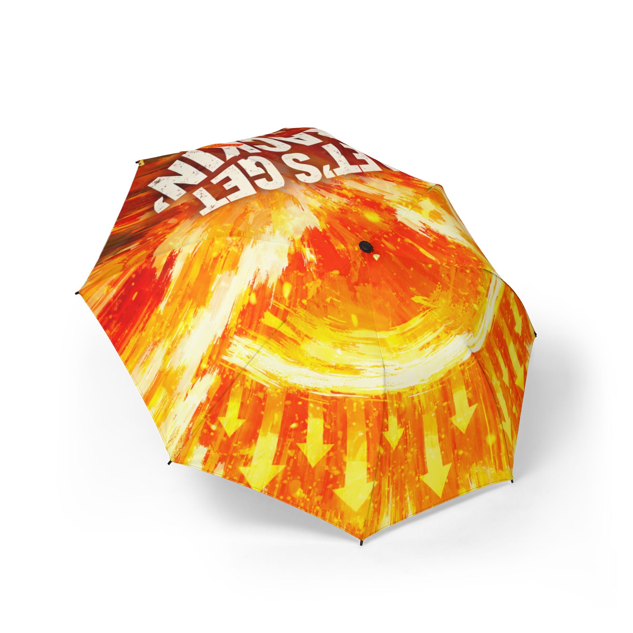 Let's Get Crackin' Foldable Umbrella – Fiery Sunburst 'Get Some' Compact Travel Umbrella