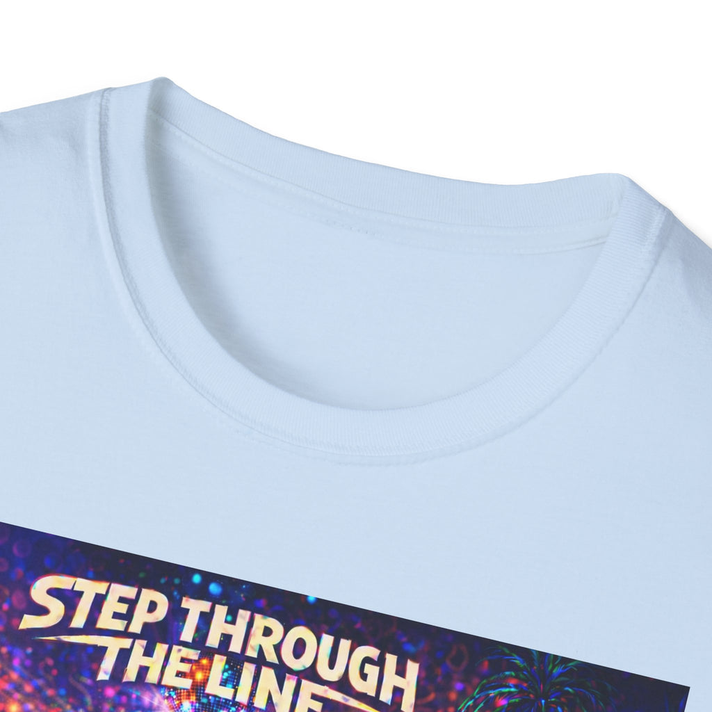 Step Through The Line T-Shirt Song Cover Art From The Caribbean Calavera Album  — Psychedelic Rainbow Silhouette Graphic Tee