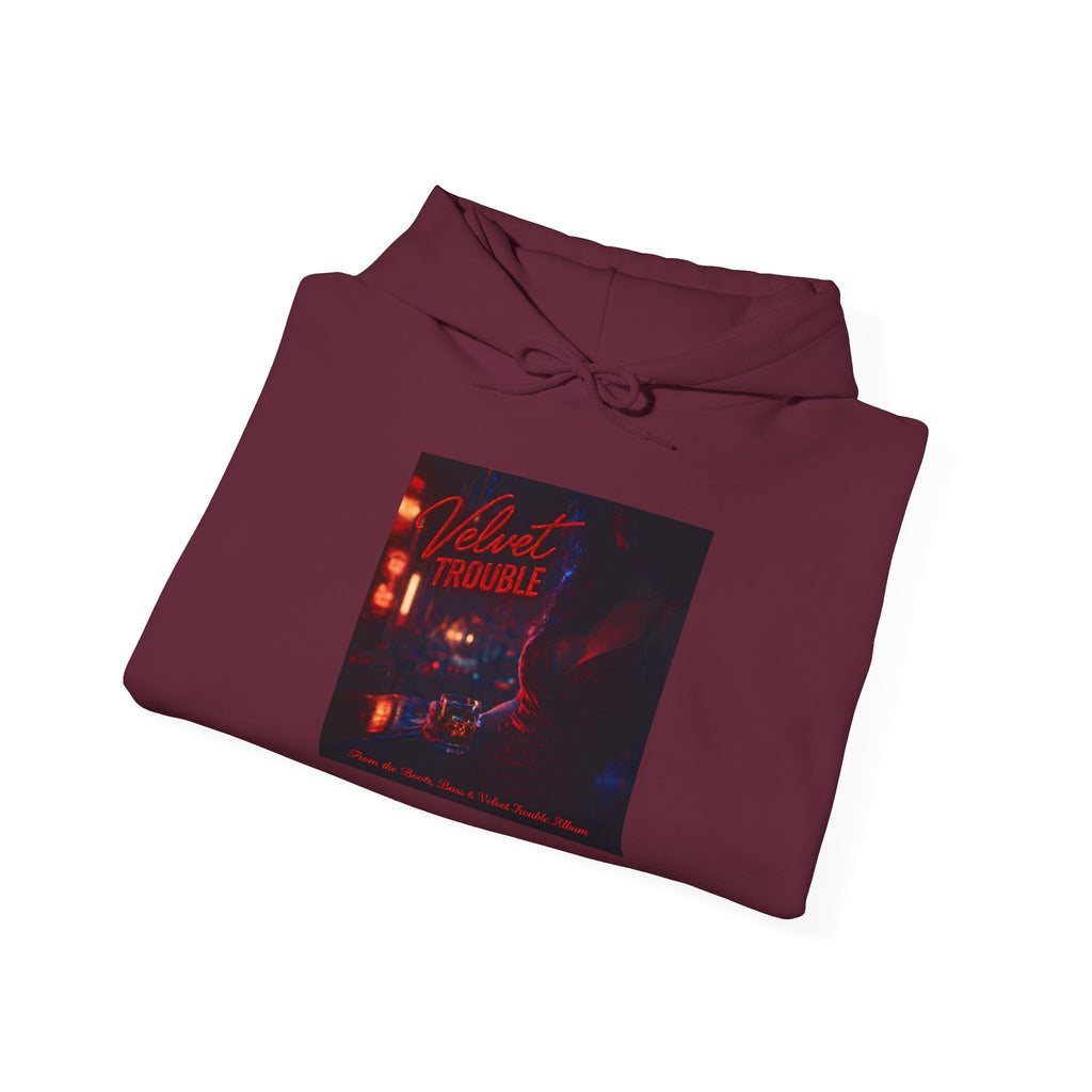 Velvet Trouble Vintage Neon 'Midnight Rambler' Hoodie — Retro Nightlife Graphic Sweatshirt