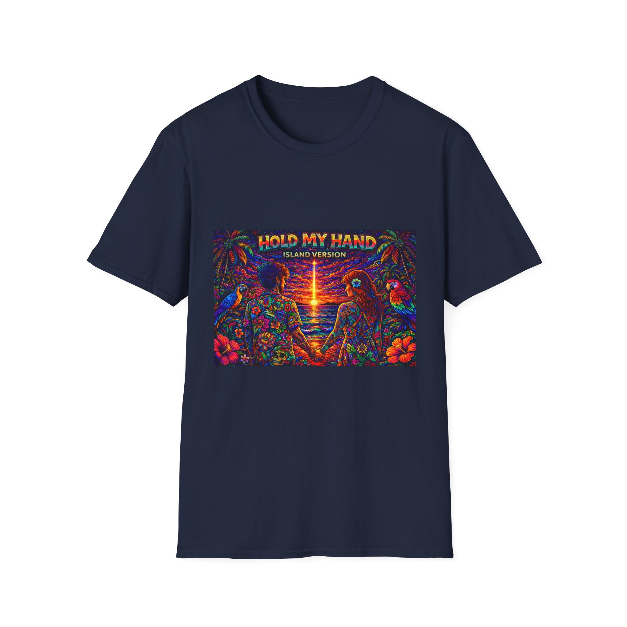 Hold My Hand Island Version Song Cover Art From The Caribbean Calavera Album  T-Shirt — Tropical Parrot Beach Graphic Tee