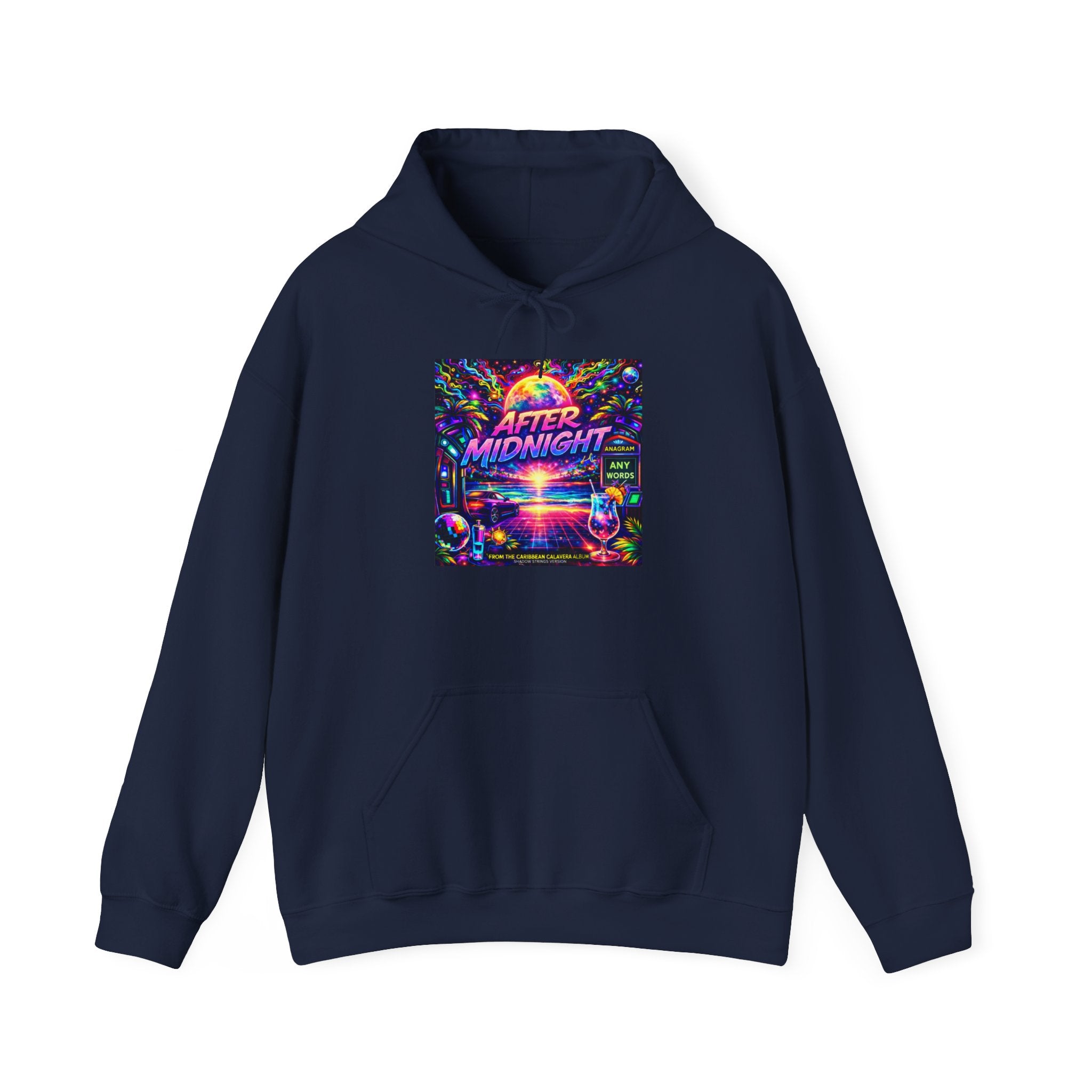 After Midnight Hoodie Song Cover Art From The Caribbean Calavera Album — Retro Neon Vaporwave Graphic Pullover