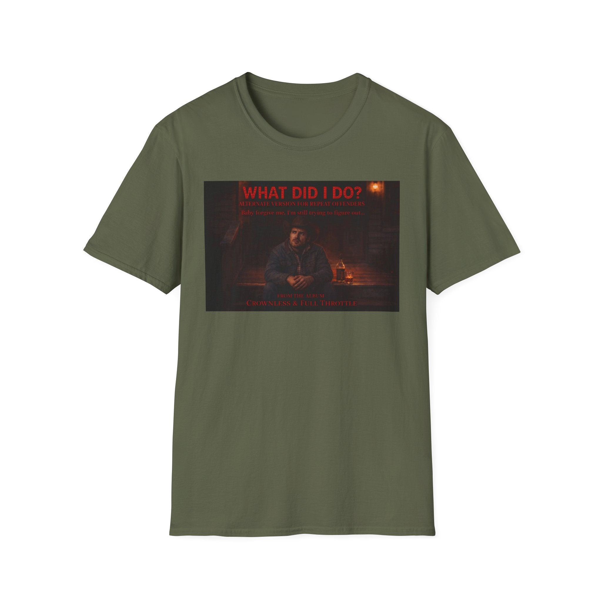 T-Shirt — "What Did I Do?" Dark Vintage Portrait Graphic Tee