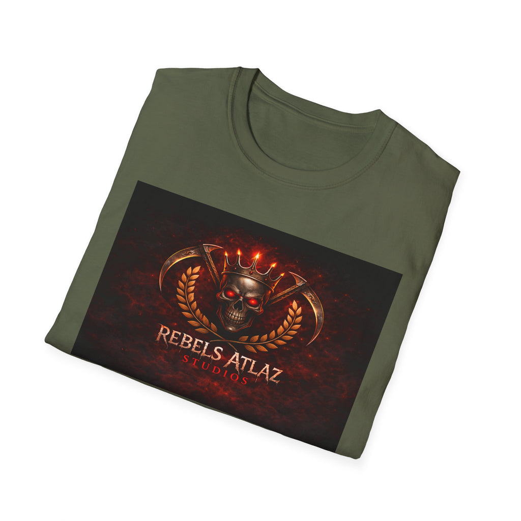 Rebelz Atlaz Film Studios Logo  Emblem T-Shirt — Vintage Military Crest Graphic Tee