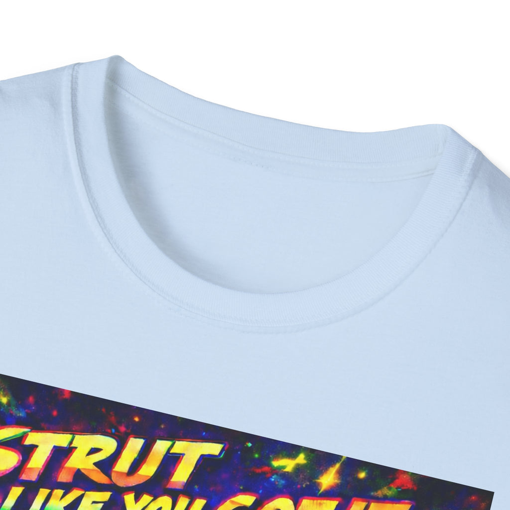 Strut Like You Got It Graphic T-Shirt  Song Cover Art From The Caribbean Calavera Album — Retro Neon Beach Vibe