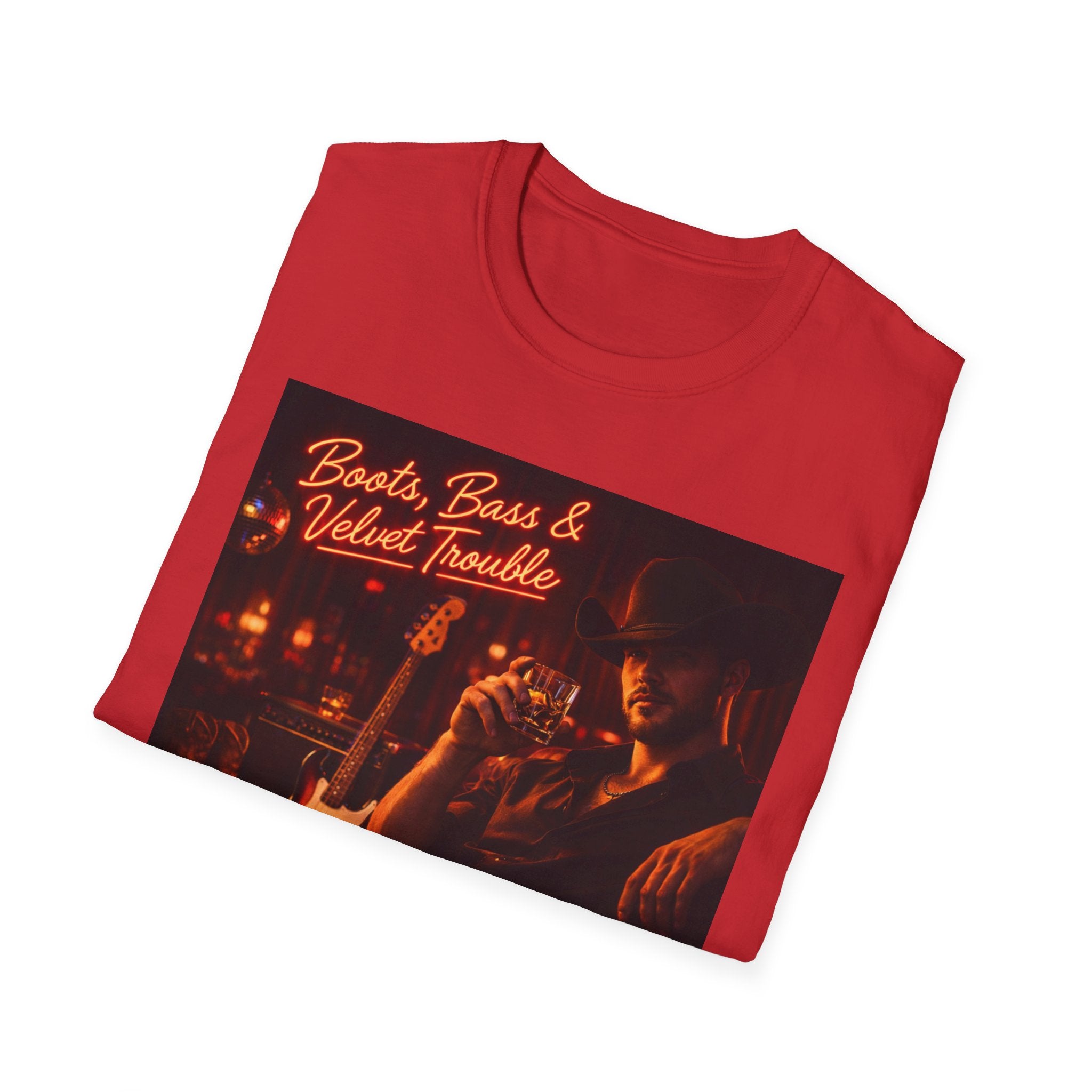 "Boots, Bass & Velvet Trouble" Retro Music Tee Vintage Rock T-Shirt —