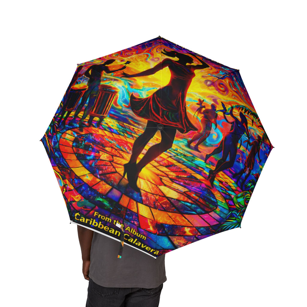 I Can't Stand It So I Dance Foldable Umbrella — Vibrant Psychedelic Stained-Glass Dance Design