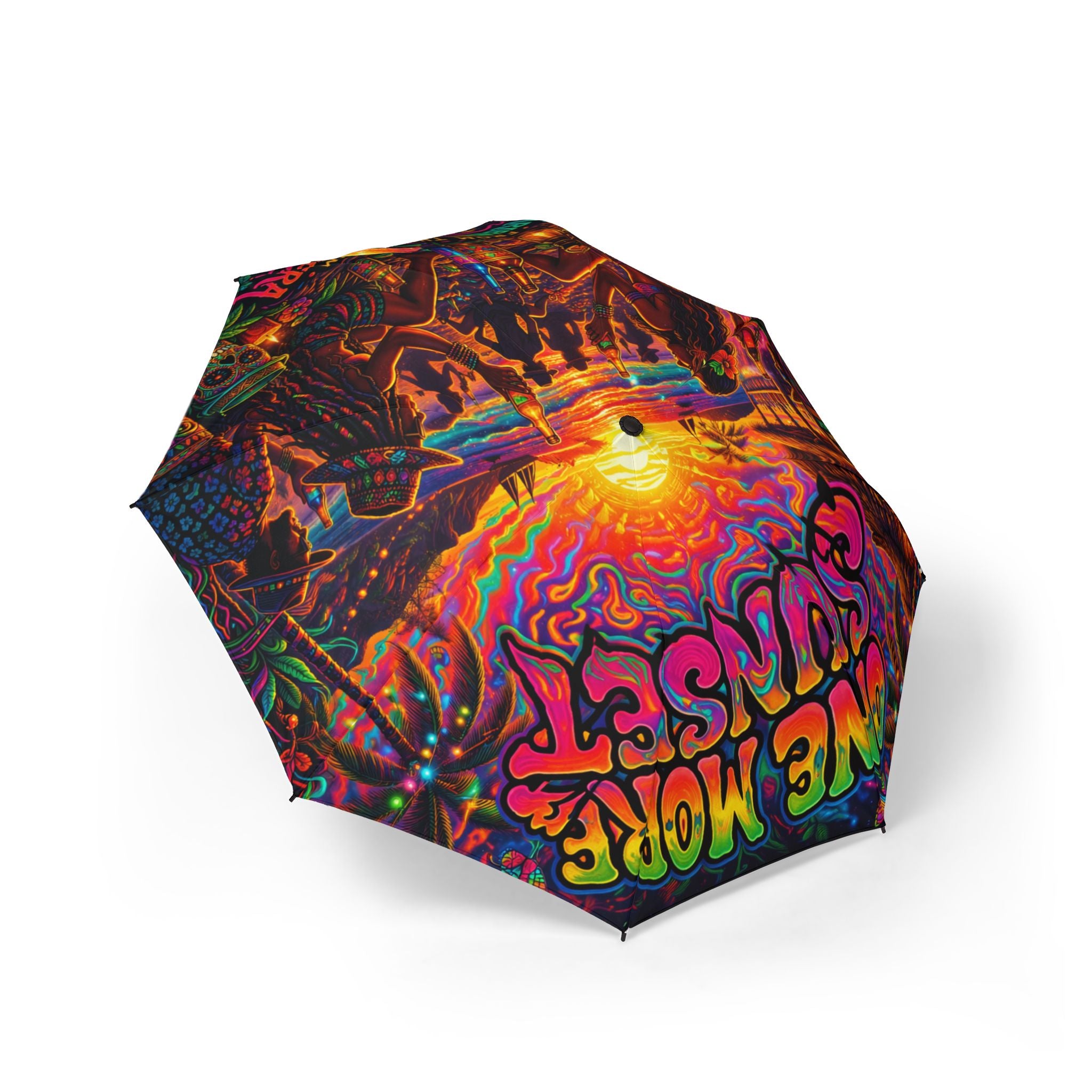 Psychedelic Foldable Umbrella – Vibrant 'One More Sunset' Rain Parasol