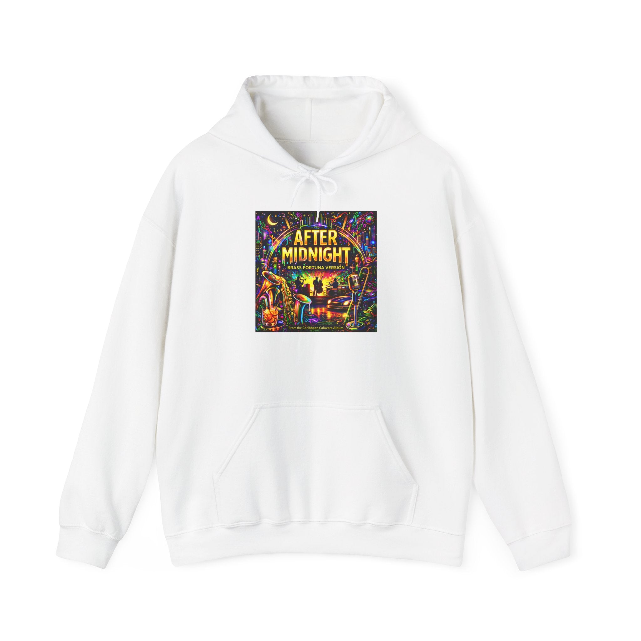 After Midnight Hoodie  Song Cover Art From The Caribbean Calavera Album  — Neon City Nightlife Graphic Sweatshirt
