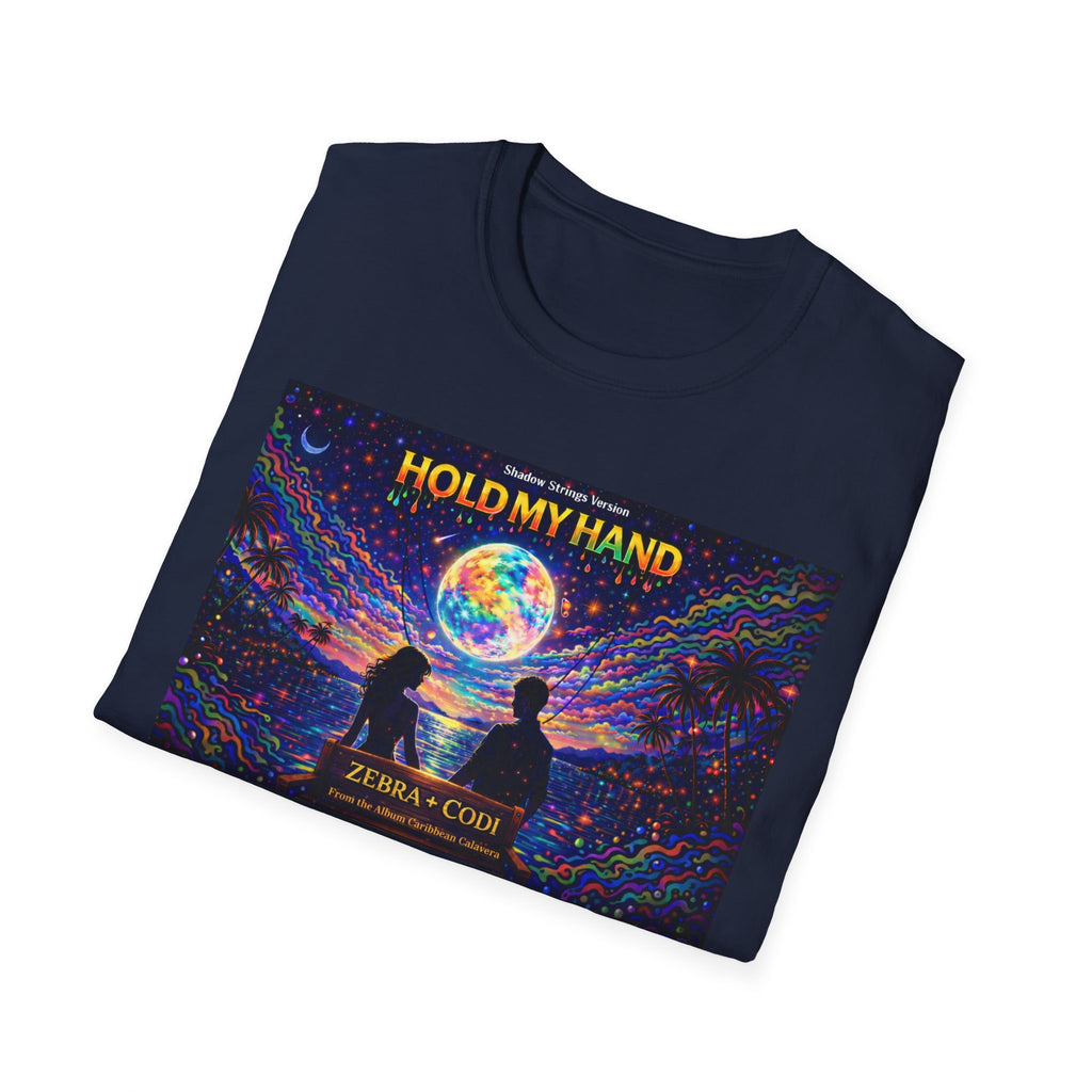 Hold My Hand Graphic T-Shirt  Song Cover Art From The Caribbean Calavera Album — Cosmic Couple Silhouette Tee