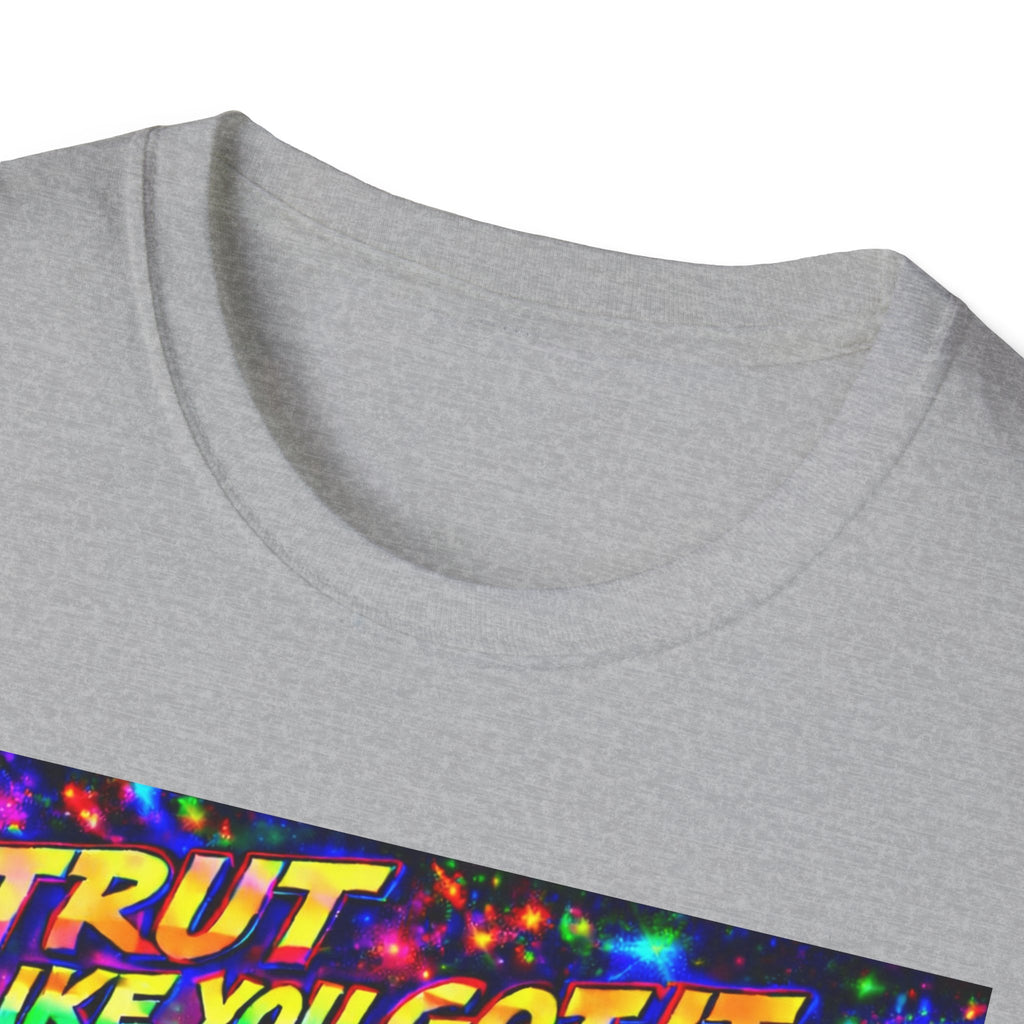 Strut Like You Got It   Song Cover Art From The Caribbean Calavera Album   Neon Retro Graphic Tee T-SHIRT