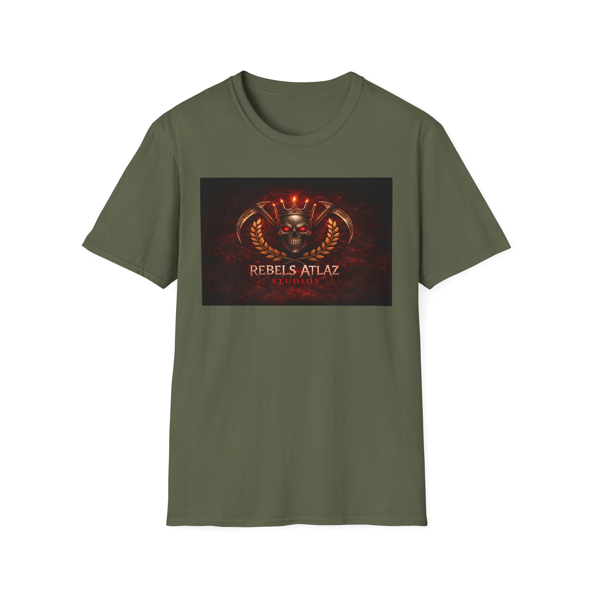Rebelz Atlaz Film Studios Logo  Emblem T-Shirt — Vintage Military Crest Graphic Tee