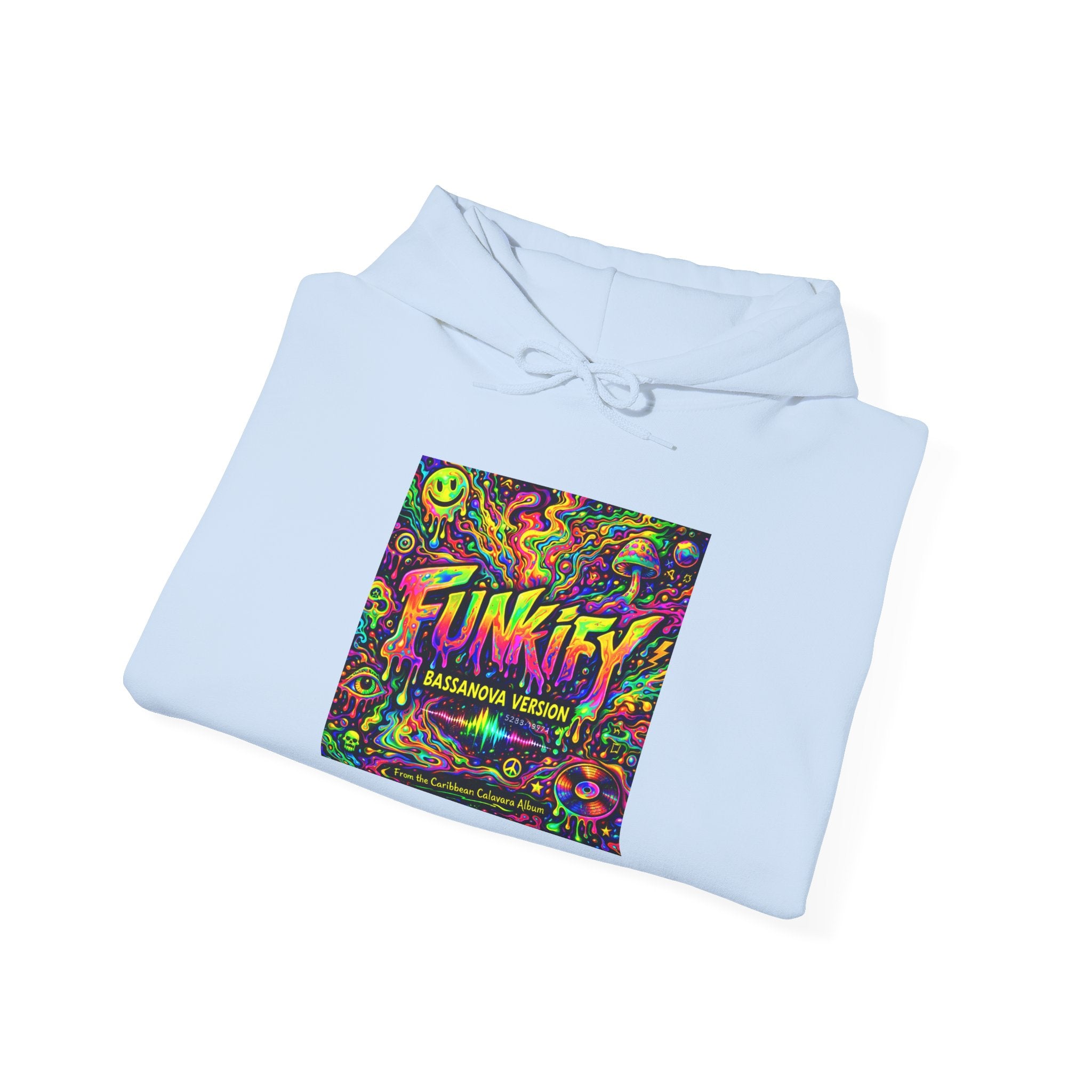 Funkify Song from Caribbean Calavera Album Neon Psychedelic Hoodie — "FUNKIFY" Retro Rave Graphic Sweatshirt