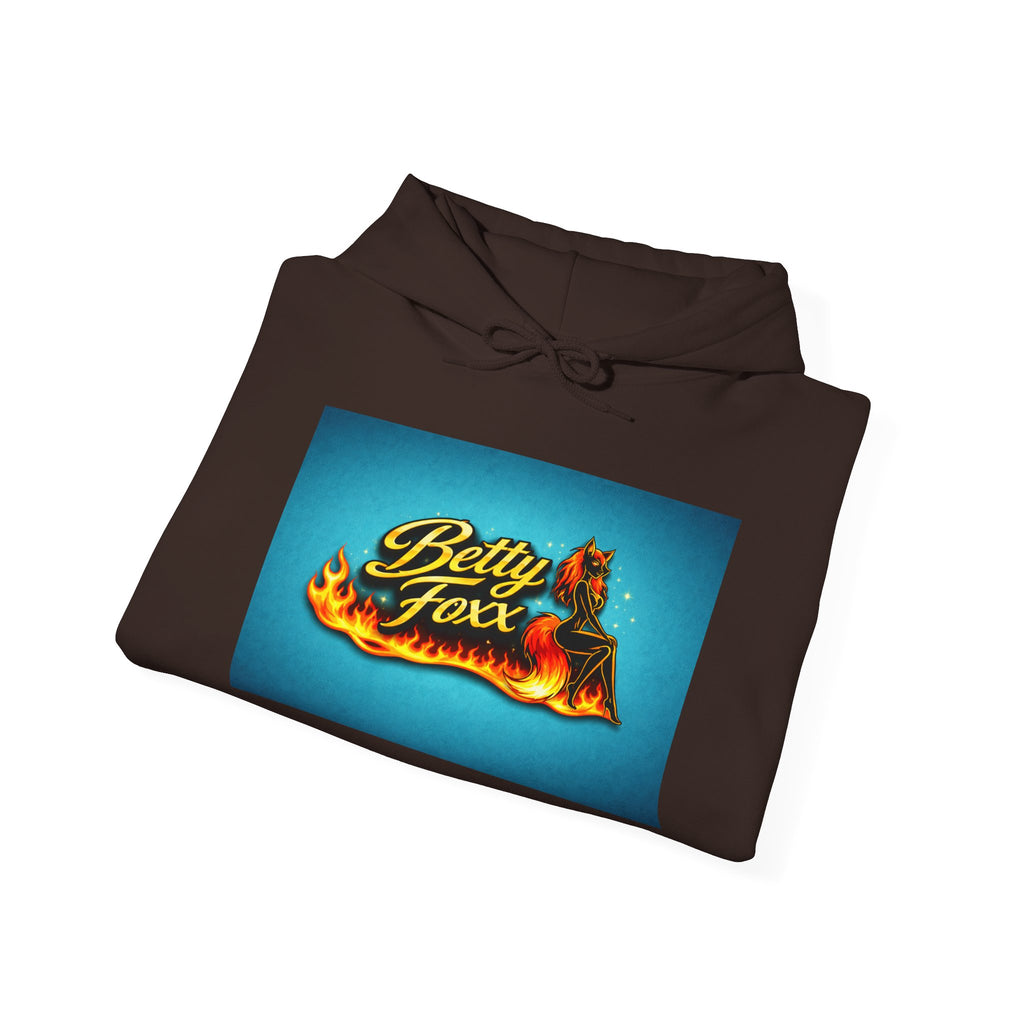 Betty Foxx Flame Logo Hoodie – Retro Neon Graphic Sweatshirt