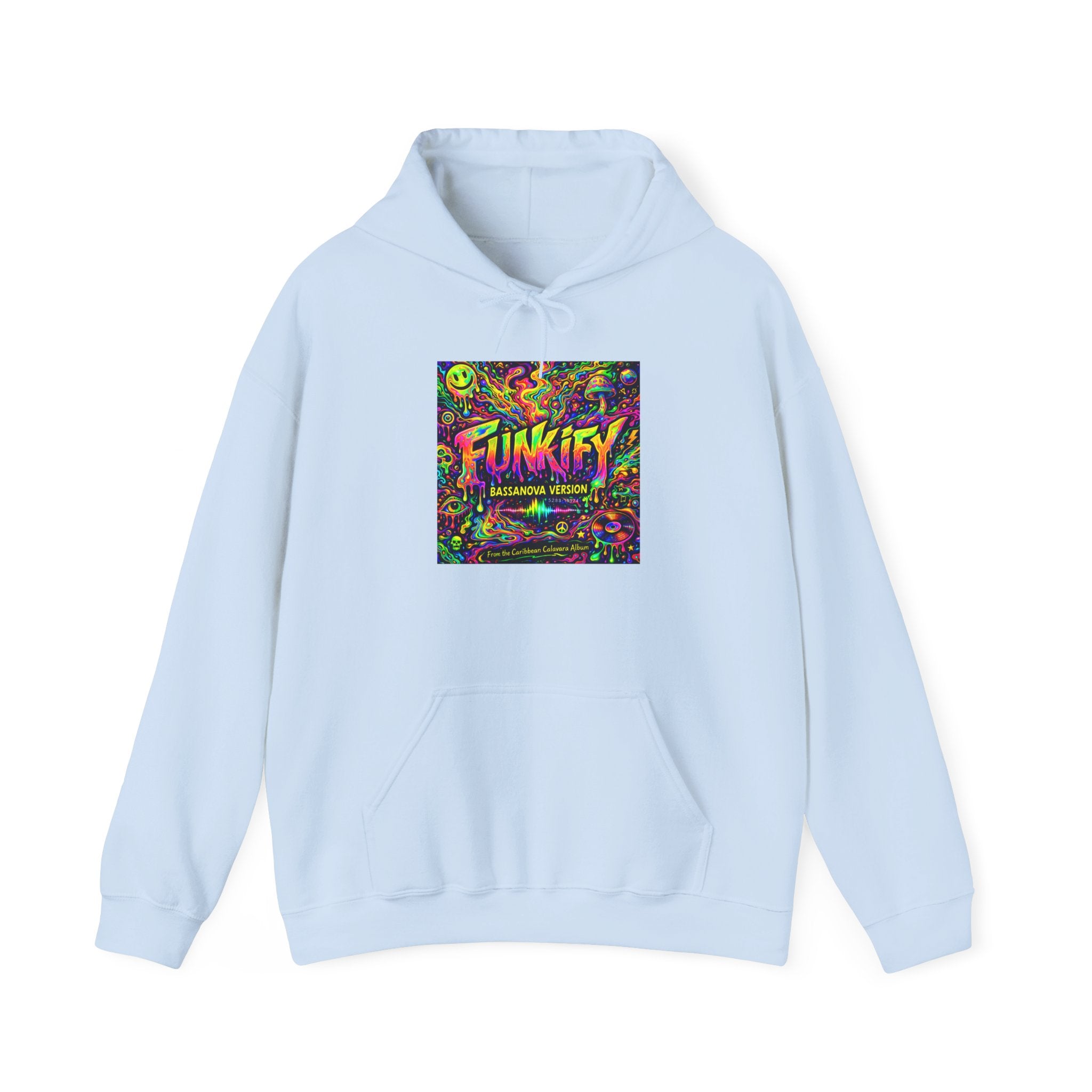 Funkify Song from Caribbean Calavera Album Neon Psychedelic Hoodie — "FUNKIFY" Retro Rave Graphic Sweatshirt