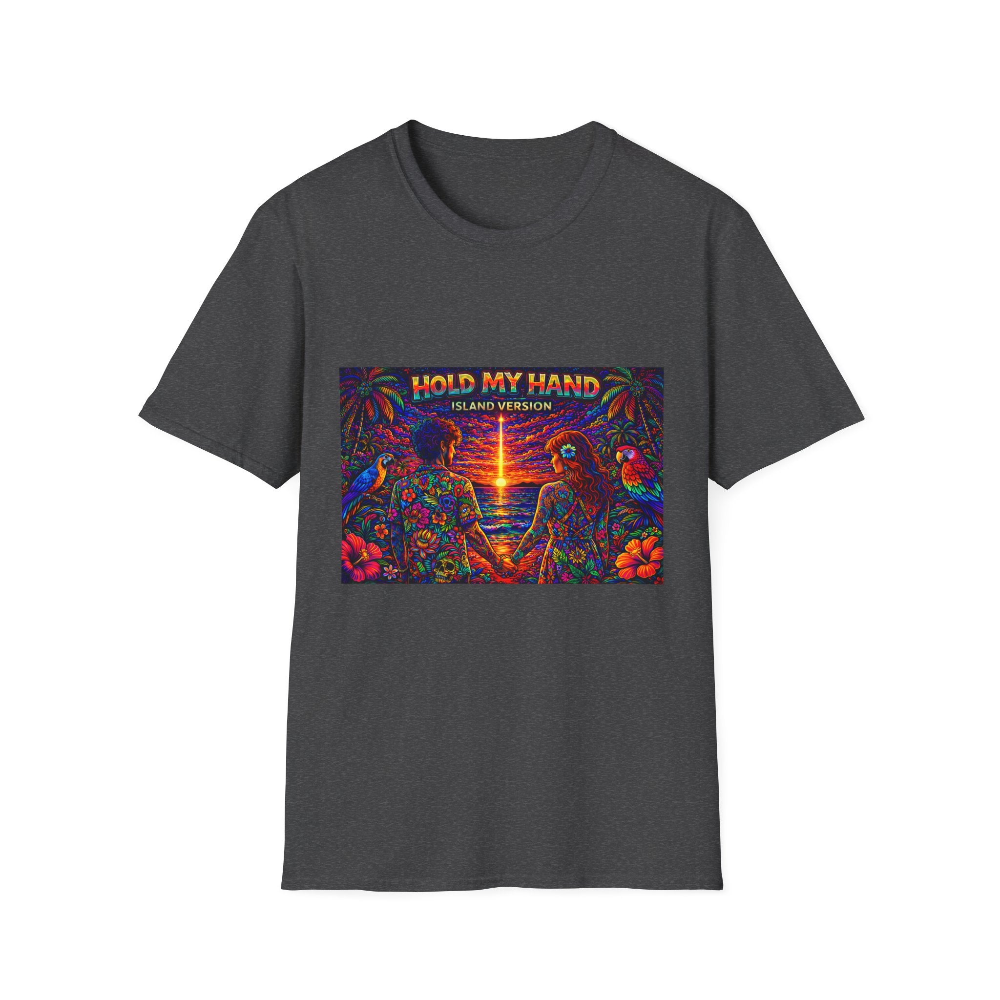Hold My Hand Island Version Song Cover Art From The Caribbean Calavera Album  T-Shirt — Tropical Parrot Beach Graphic Tee