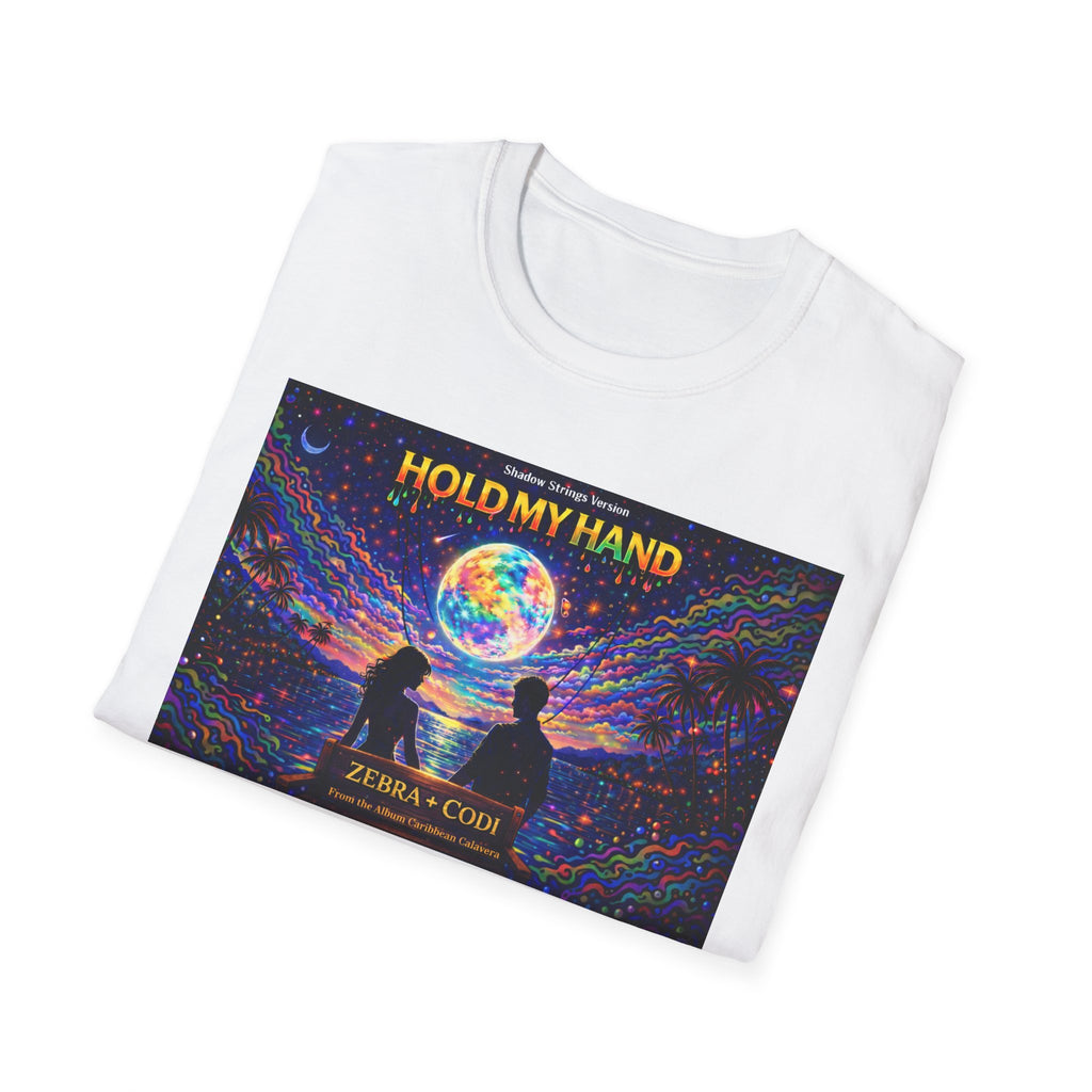 Hold My Hand Graphic T-Shirt  Song Cover Art From The Caribbean Calavera Album — Cosmic Couple Silhouette Tee