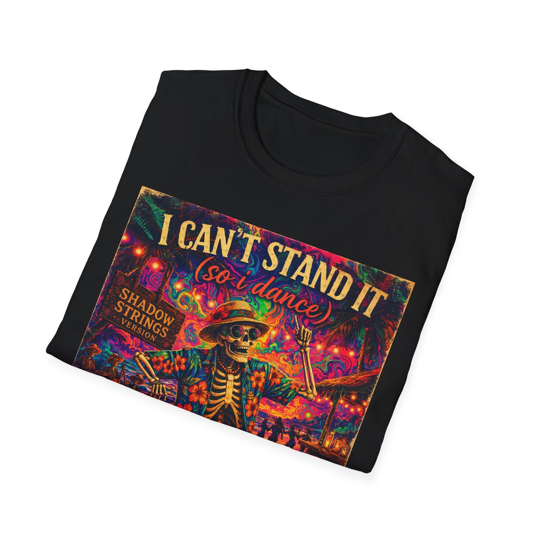 I Can't Stand It So I Dance T-Shirt —   Song Cover Art From The Caribbean Calavera Album  Day of the Dead Skeleton Festival Tee