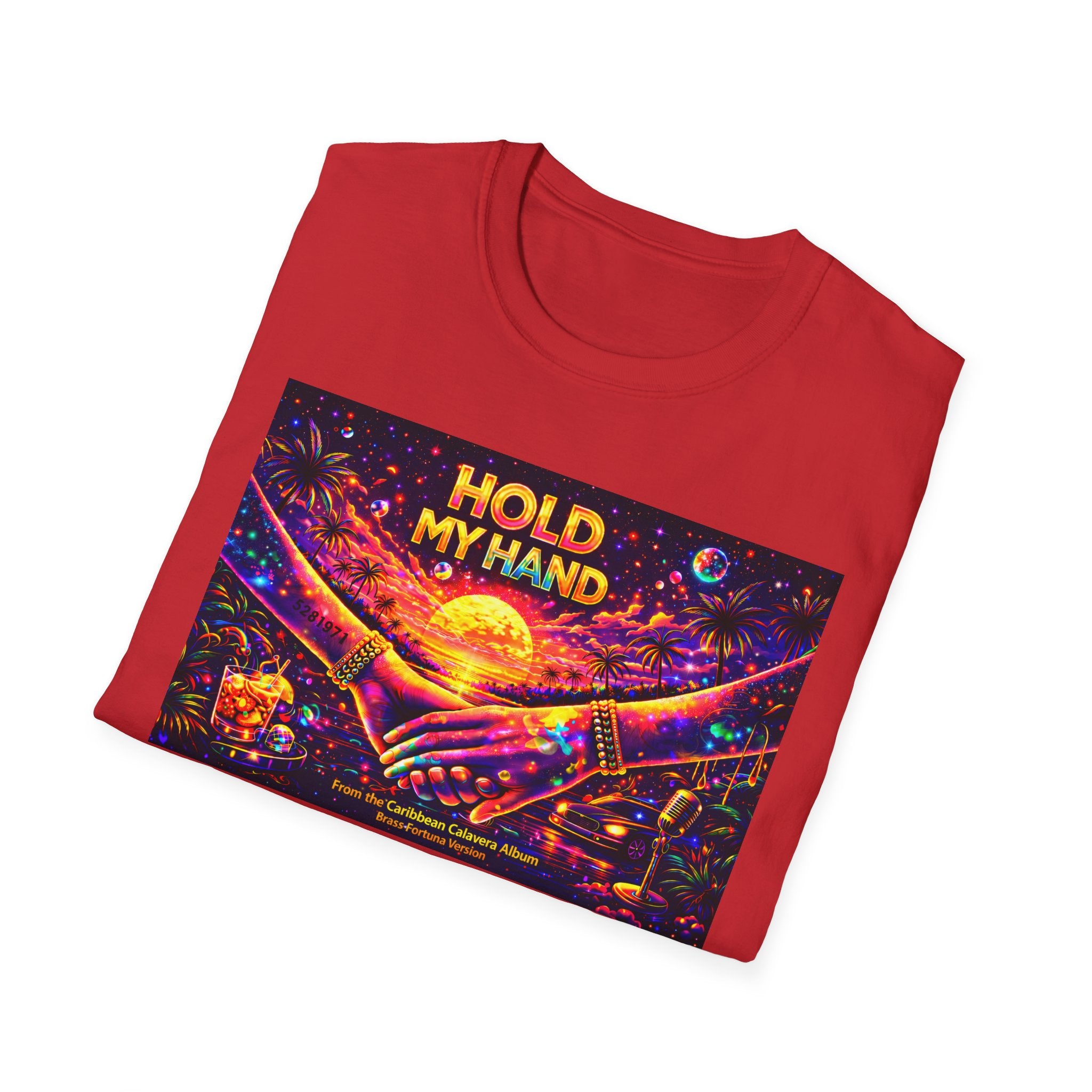 Hold My Hand T-Shirt  Song Cover Art From The Caribbean Calavera Album — Retro Sunset Hands Graphic Tee