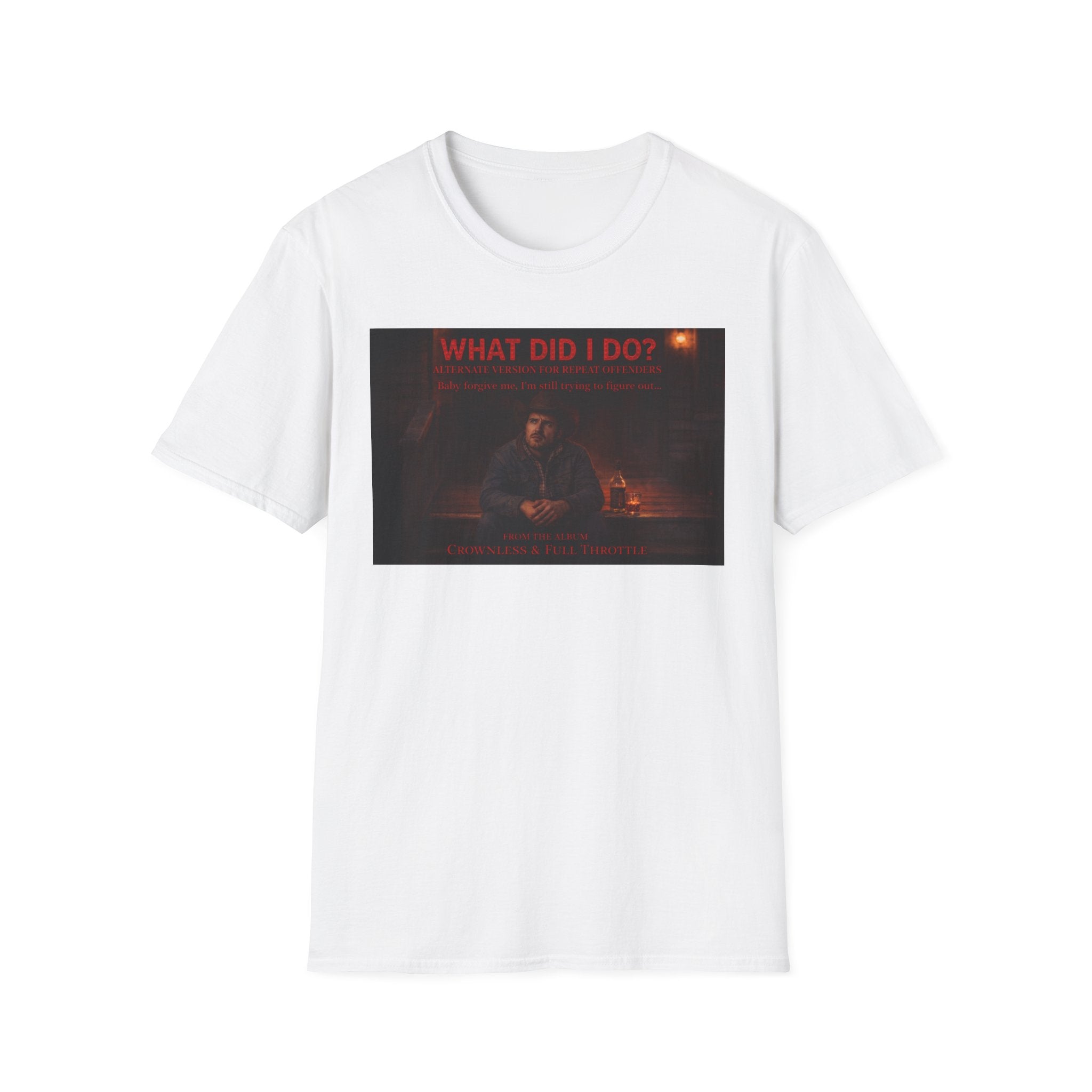 T-Shirt — "What Did I Do?" Dark Vintage Portrait Graphic Tee