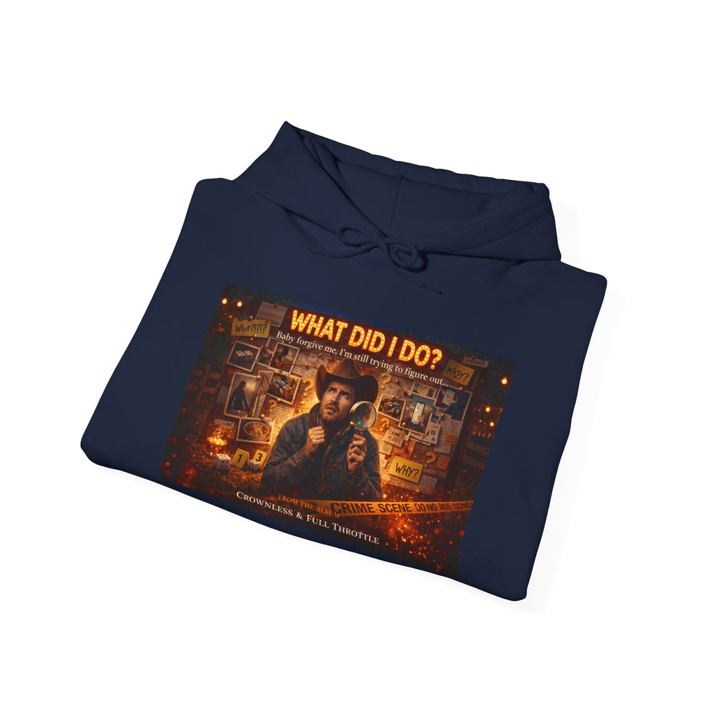 "What Did I Do?" Graphic Hoodie – Retro Mystery Movie Poster Sweatshirt