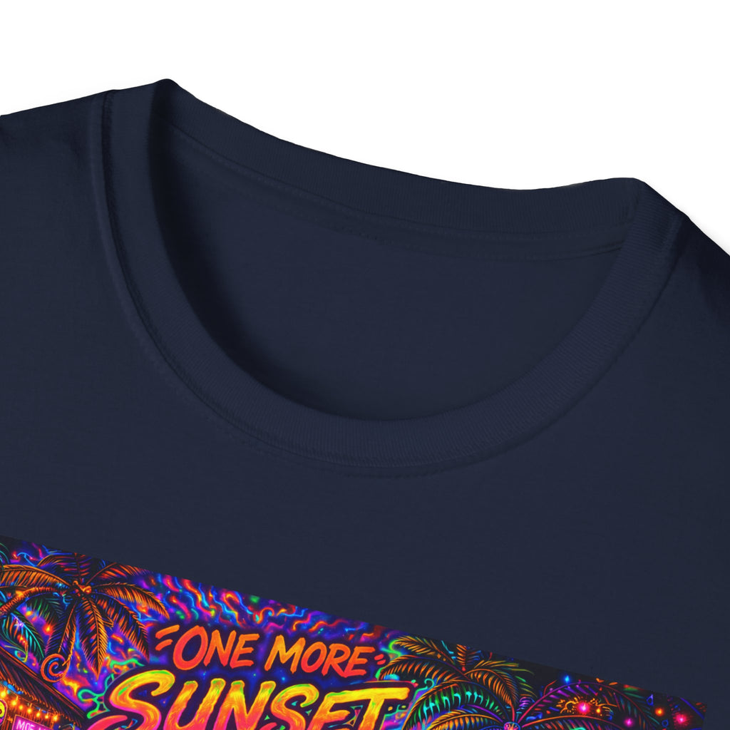 One More Sunset Bonfire Graphic T-Shirt  Song Cover Art From The Caribbean Calavera Album   — "Sunset" Neon Beach Party Tee