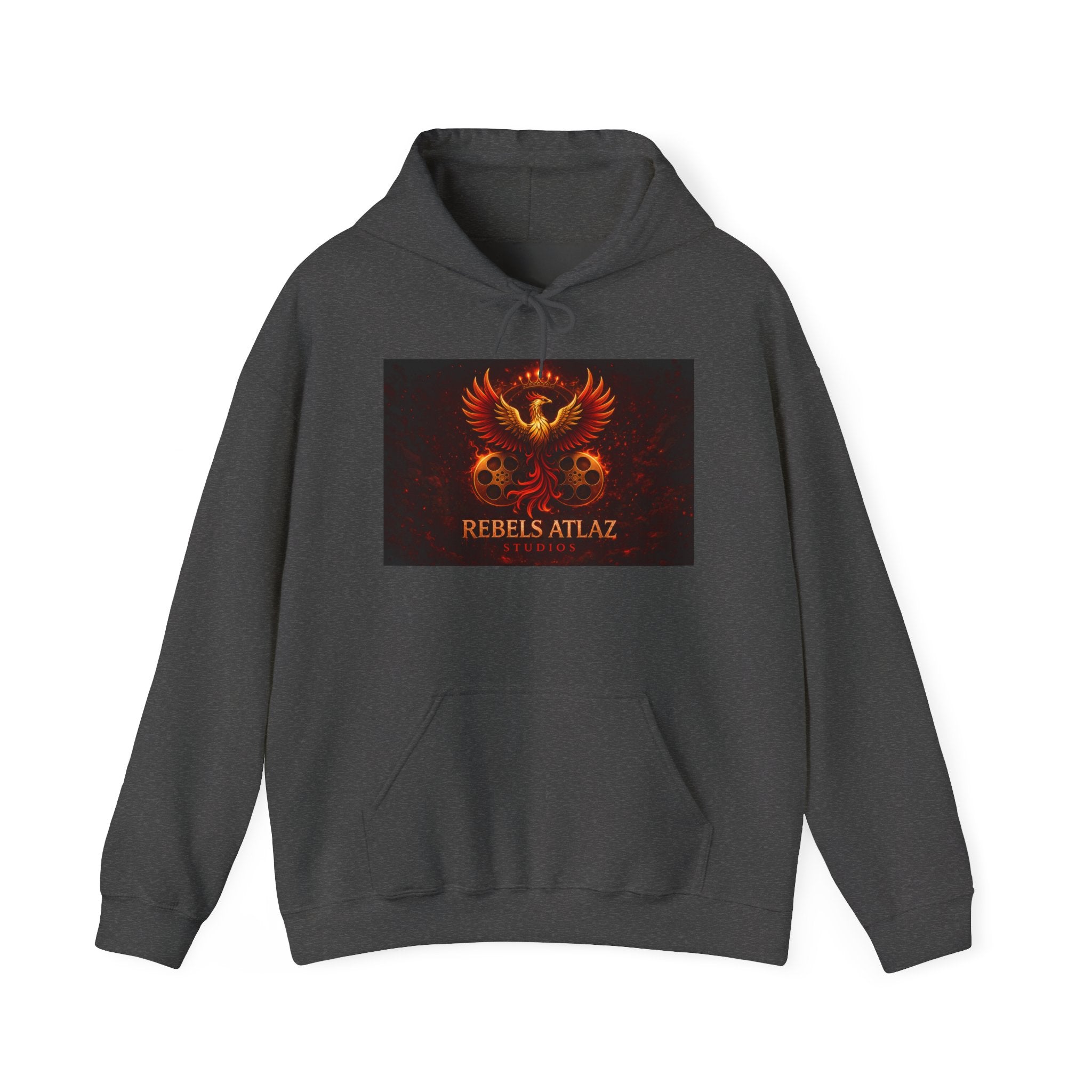 Rebelz Atlaz Film Studios Logo  Phoenix Skull Hoodie