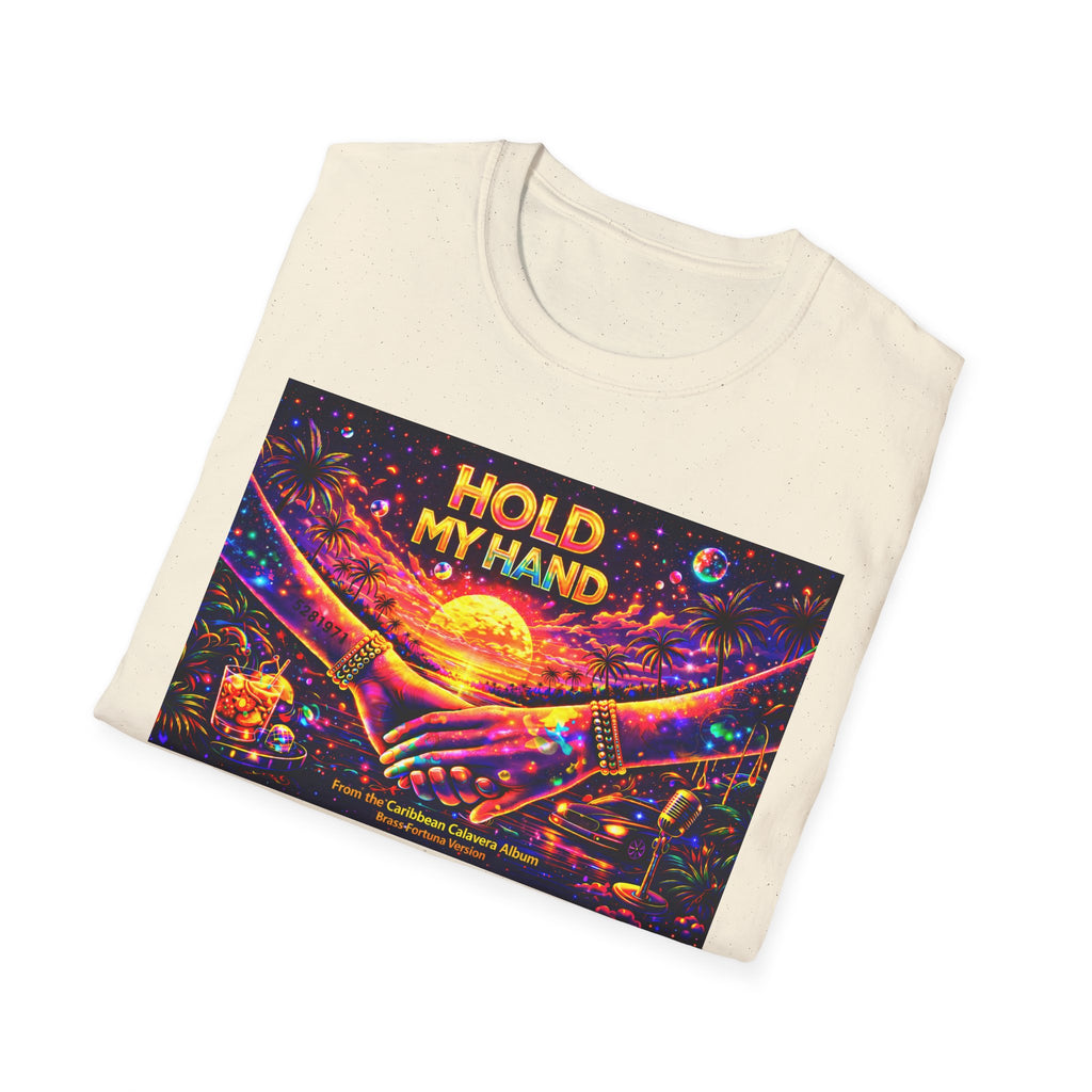 Hold My Hand T-Shirt  Song Cover Art From The Caribbean Calavera Album — Retro Sunset Hands Graphic Tee