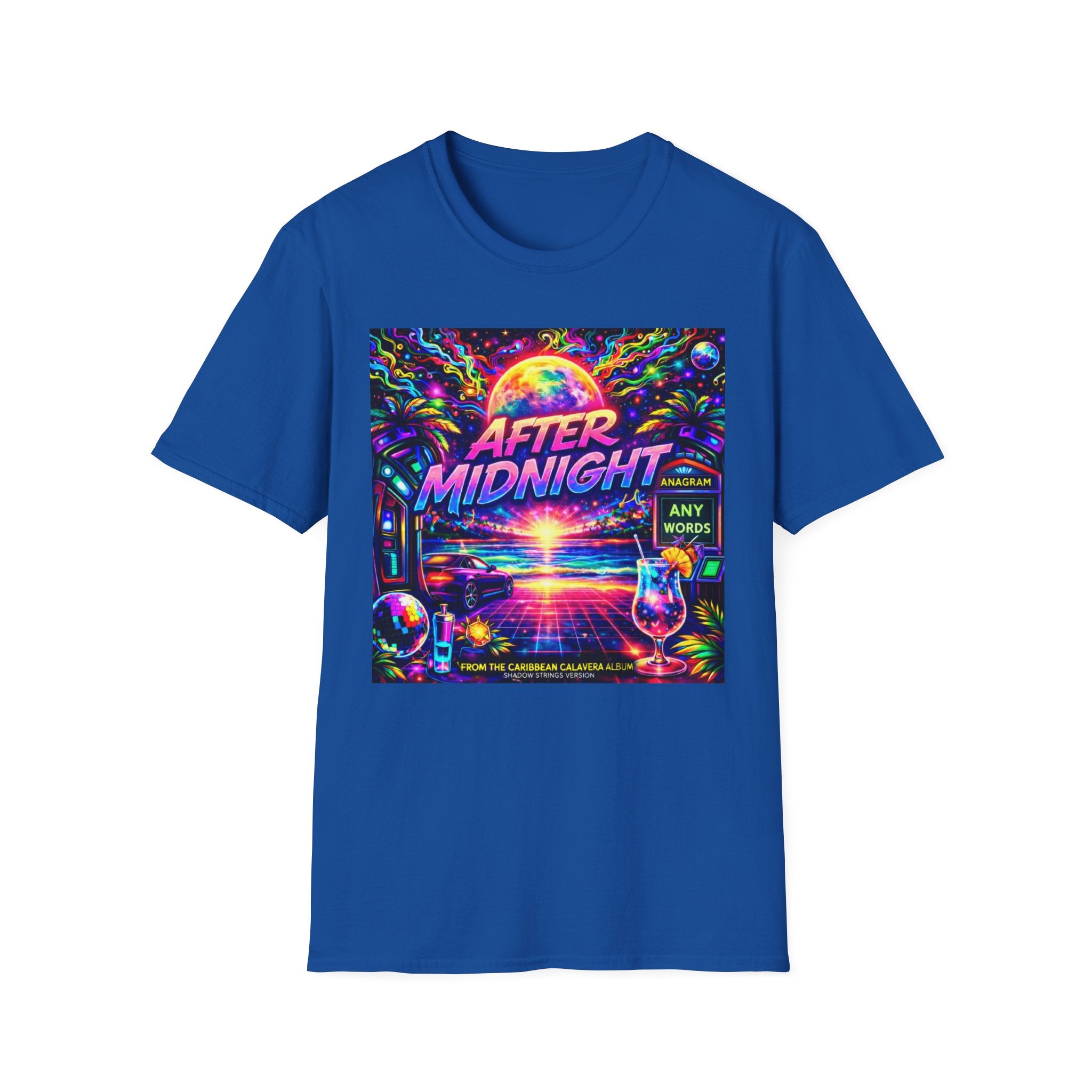 After Midnight T-Shirt Song Cover Art From The Caribbean Calavera Album  — Neon Retro Sunset Vaporwave Tee