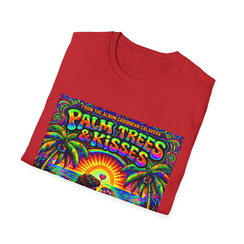 Palm Trees & Kisses Song Cover Art From The Caribbean Calavera Album  Tropical Graphic T-Shirt — Retro Sunset Beach Vibes