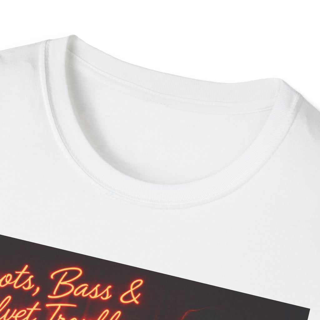 "Boots, Bass & Velvet Trouble" Retro Music Tee Vintage Rock T-Shirt —