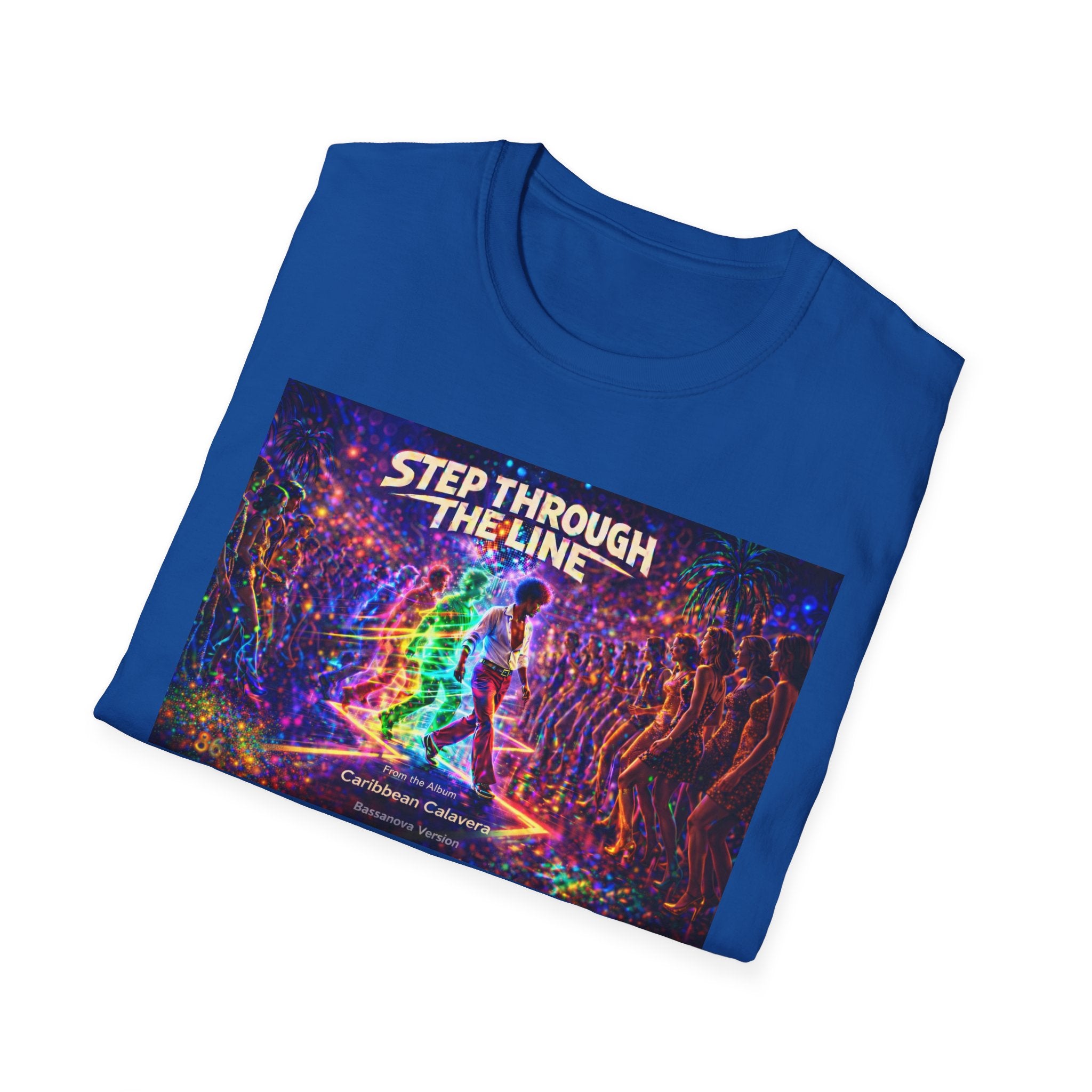 Step Through The Line T-Shirt Song Cover Art From The Caribbean Calavera Album  — Psychedelic Rainbow Silhouette Graphic Tee