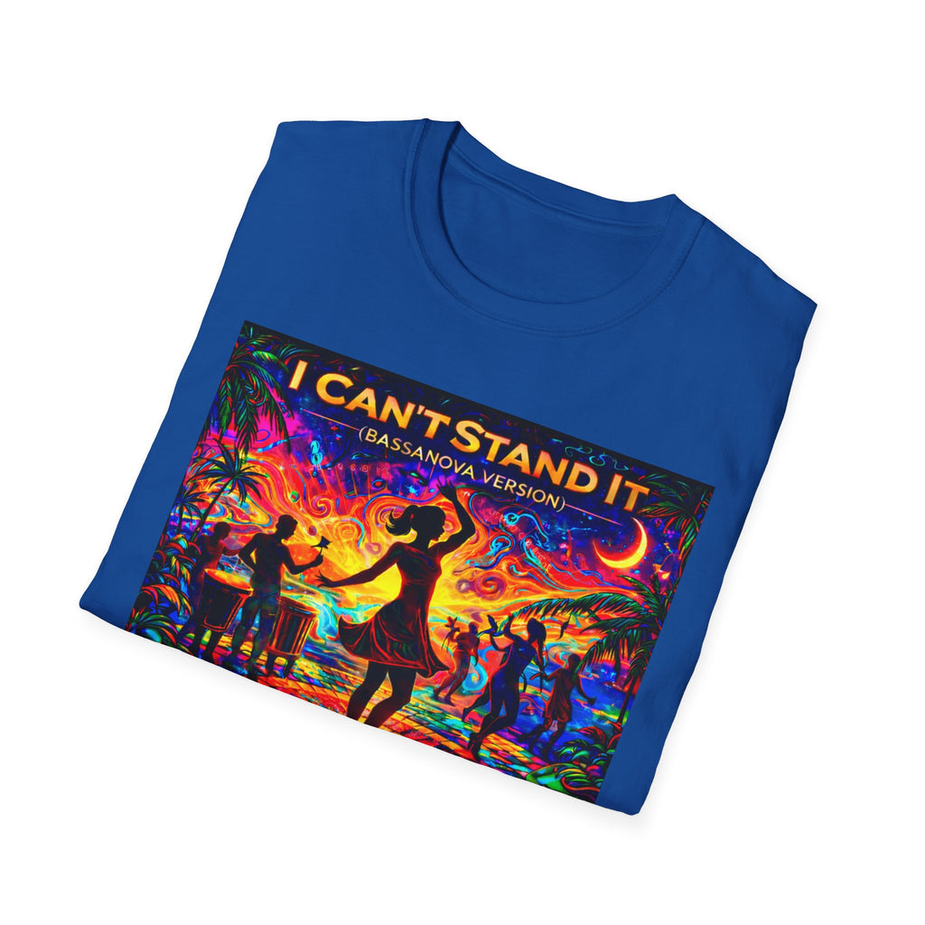 I Can't Stand It Dance T-Shirt   Song Cover Art From The Caribbean Calavera Album — Vibrant Caribbean Disco Sunset Tee