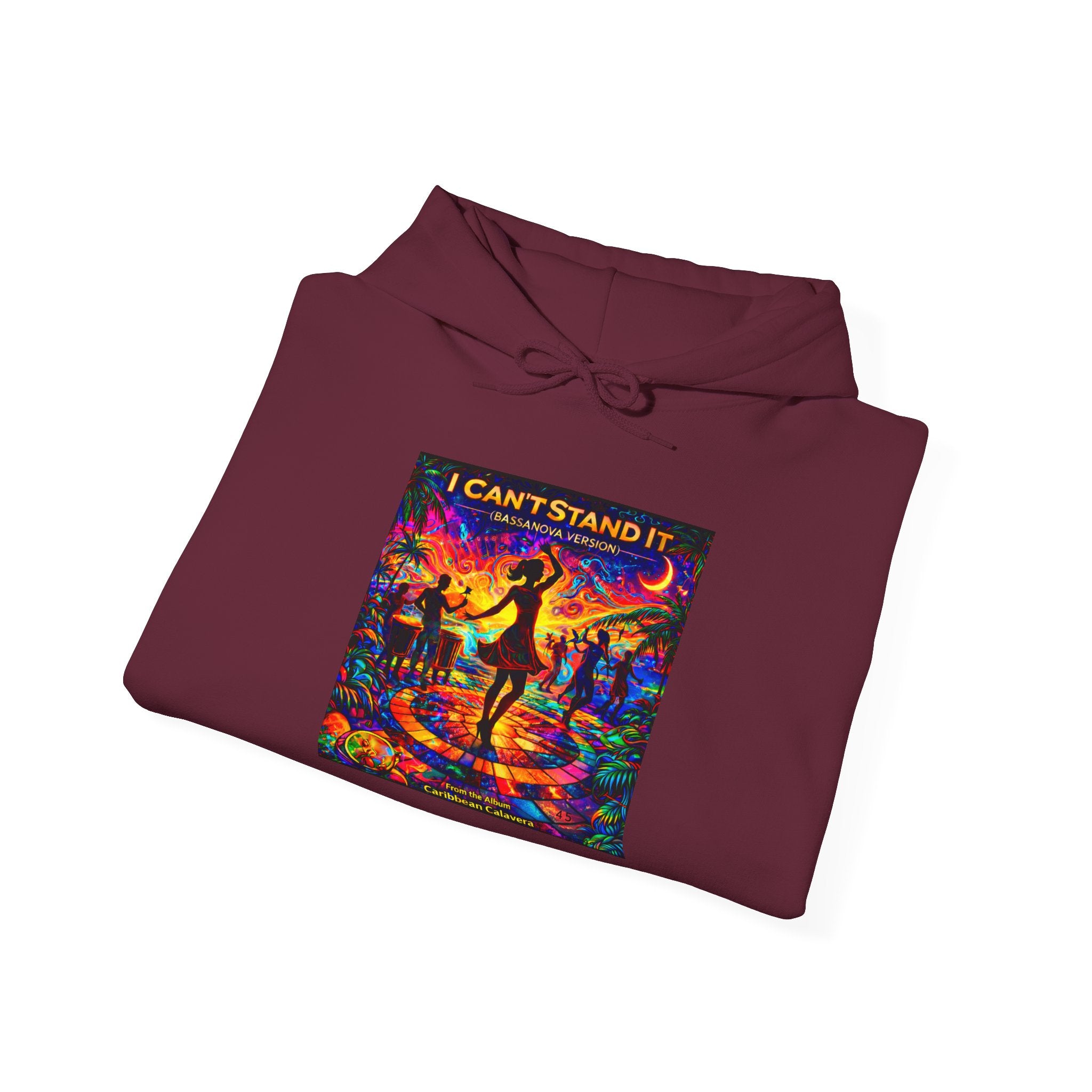 Psychedelic Dance Hoodie –  Song Cover Art From The Caribbean Calavera Album  “I Can’t Stand It” Retro Disco Graphic