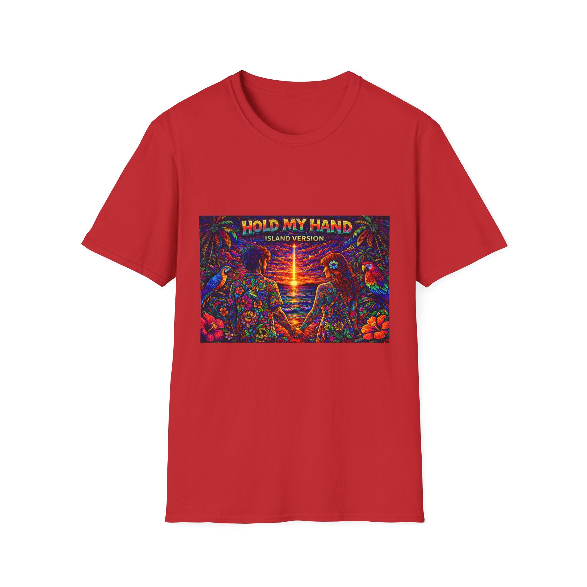 Hold My Hand Island Version Song Cover Art From The Caribbean Calavera Album  T-Shirt — Tropical Parrot Beach Graphic Tee