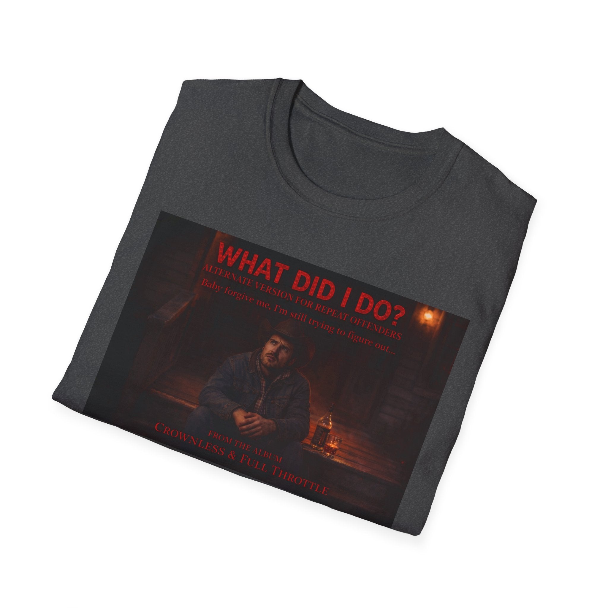 T-Shirt — "What Did I Do?" Dark Vintage Portrait Graphic Tee